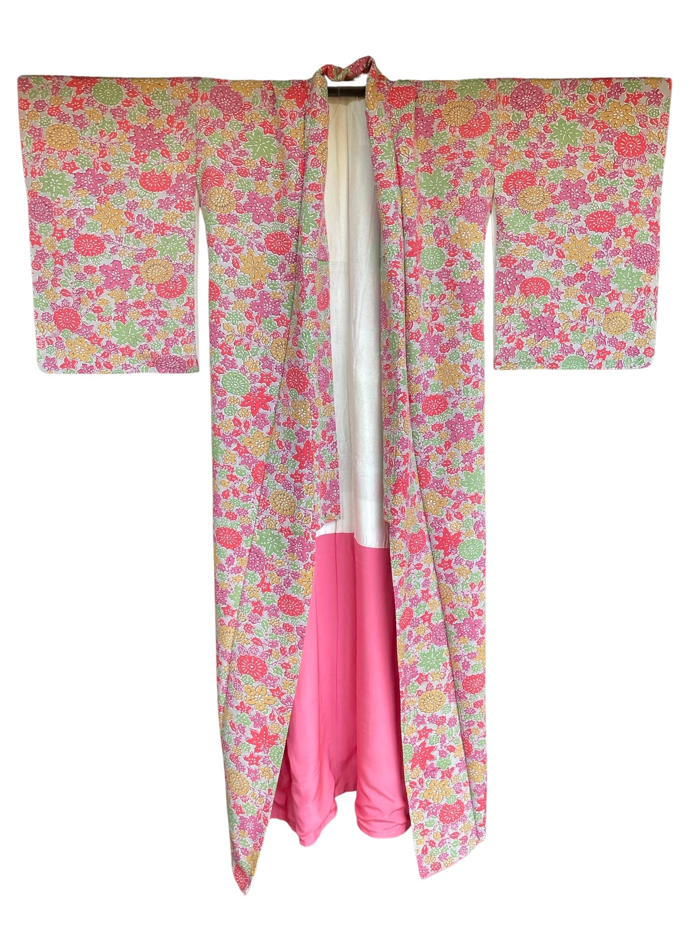 Bright Japanese Floral Scene Komon Kimono