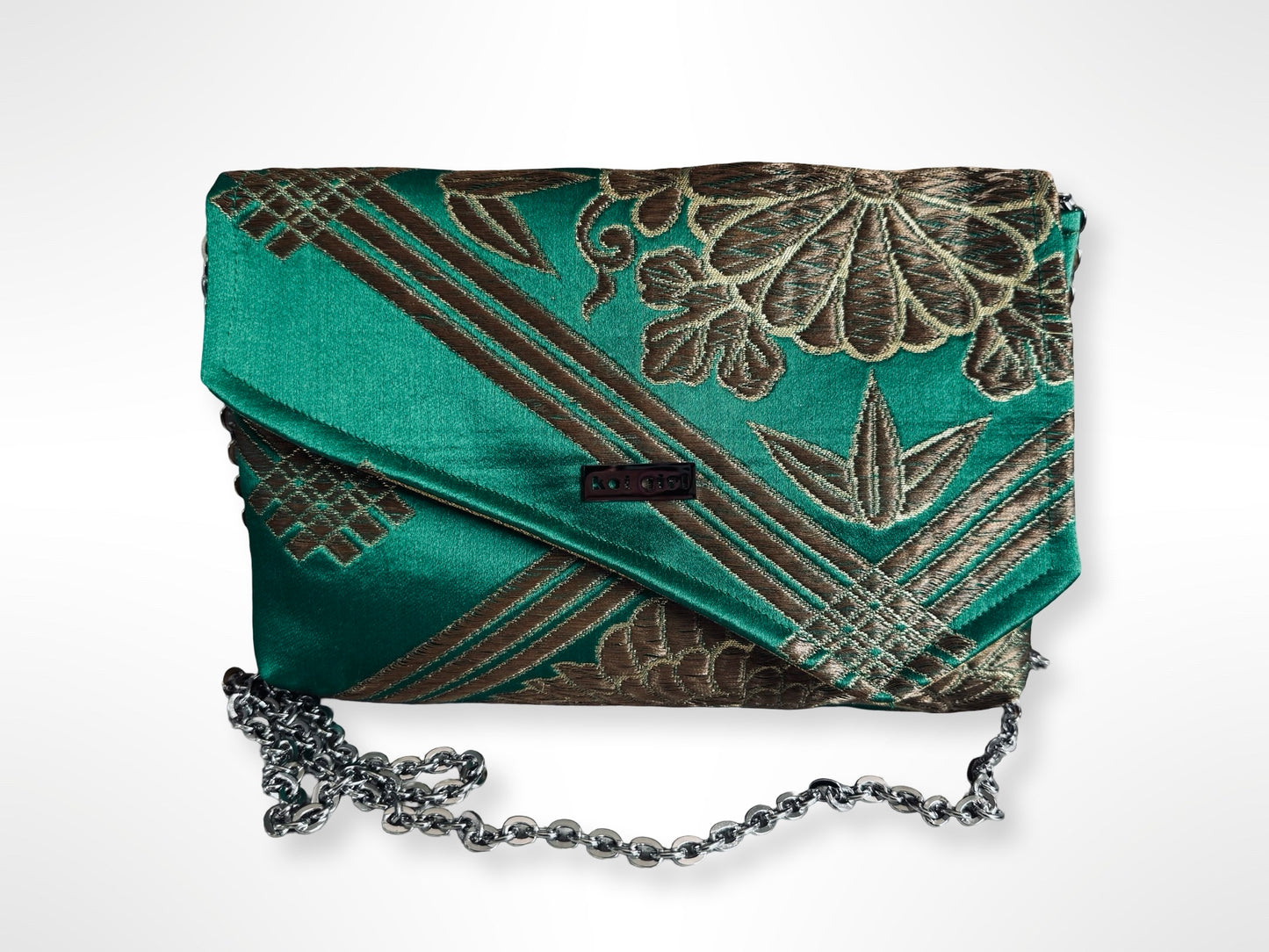 Emerald with Gold Chrysanthemum Clutch