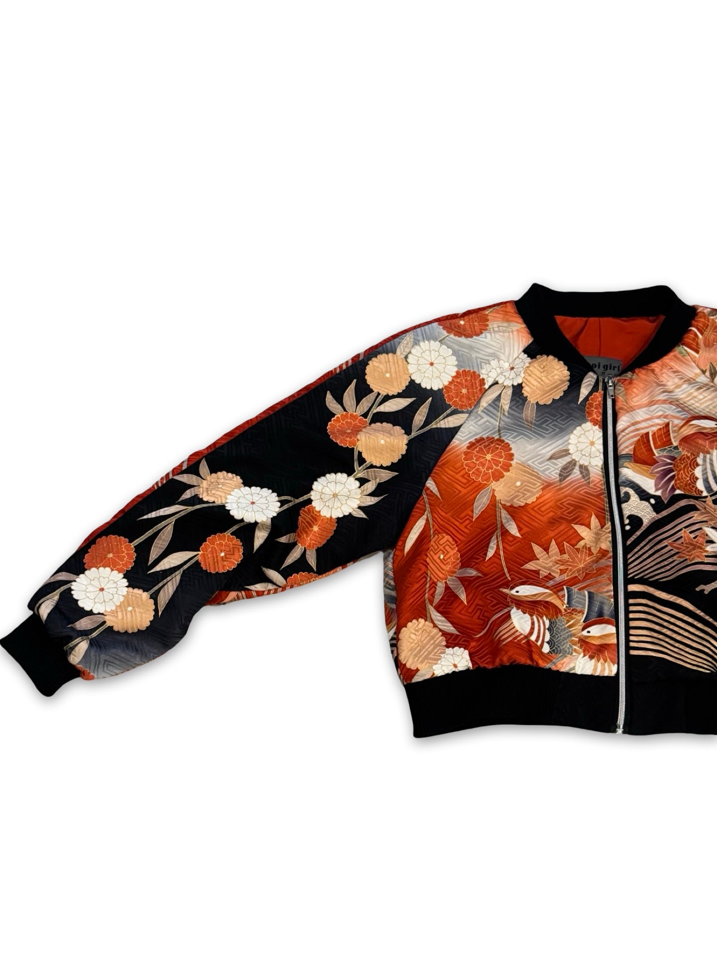 Chrysanthemum Crop Bomber Jacket