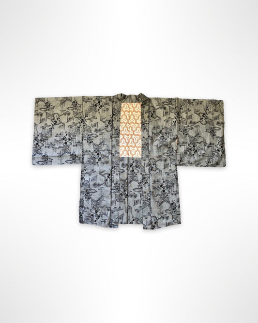 Black and White Japanese Scene Haori Jacket