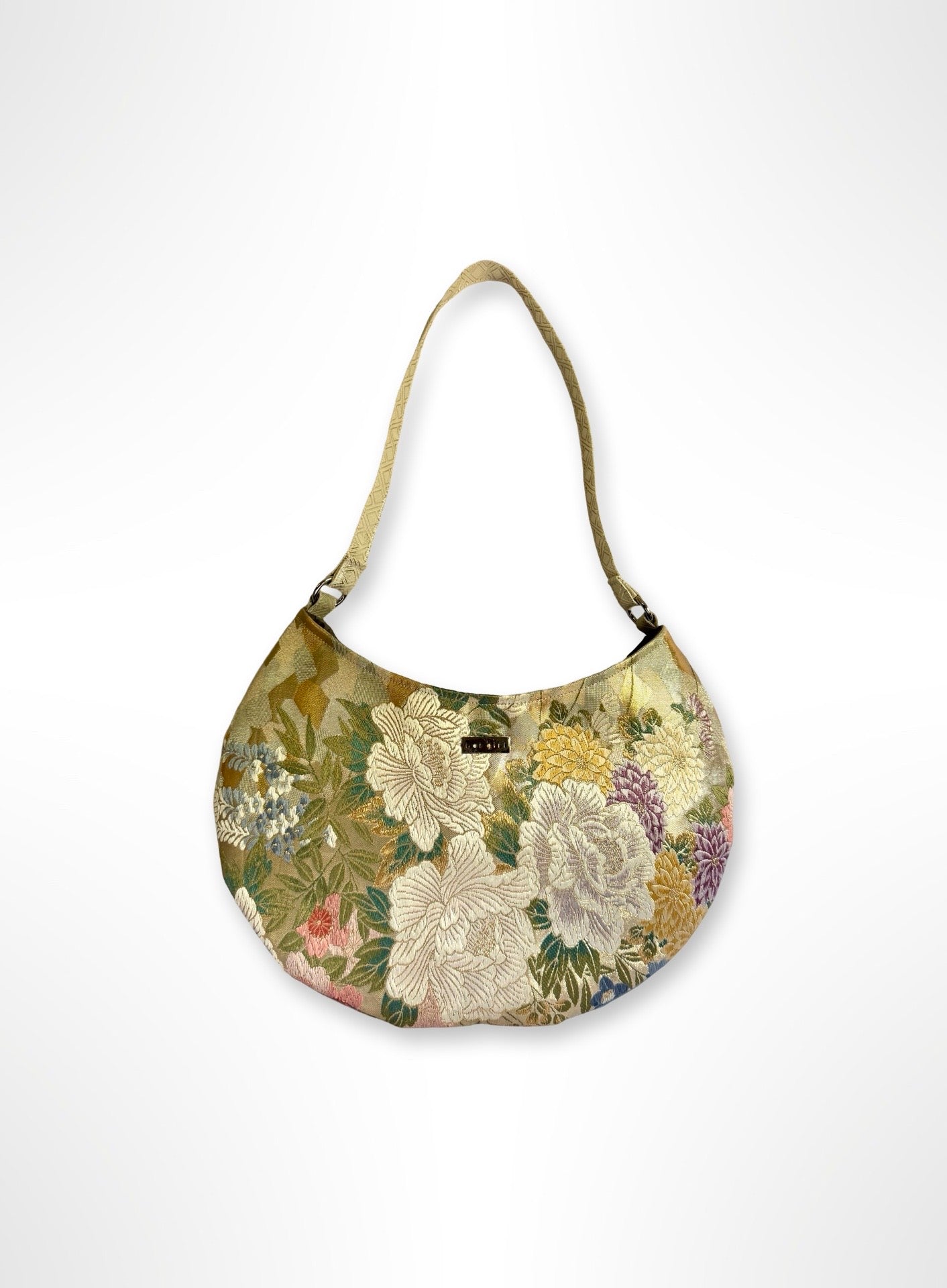 White Botan Crescent Shoulder Bag