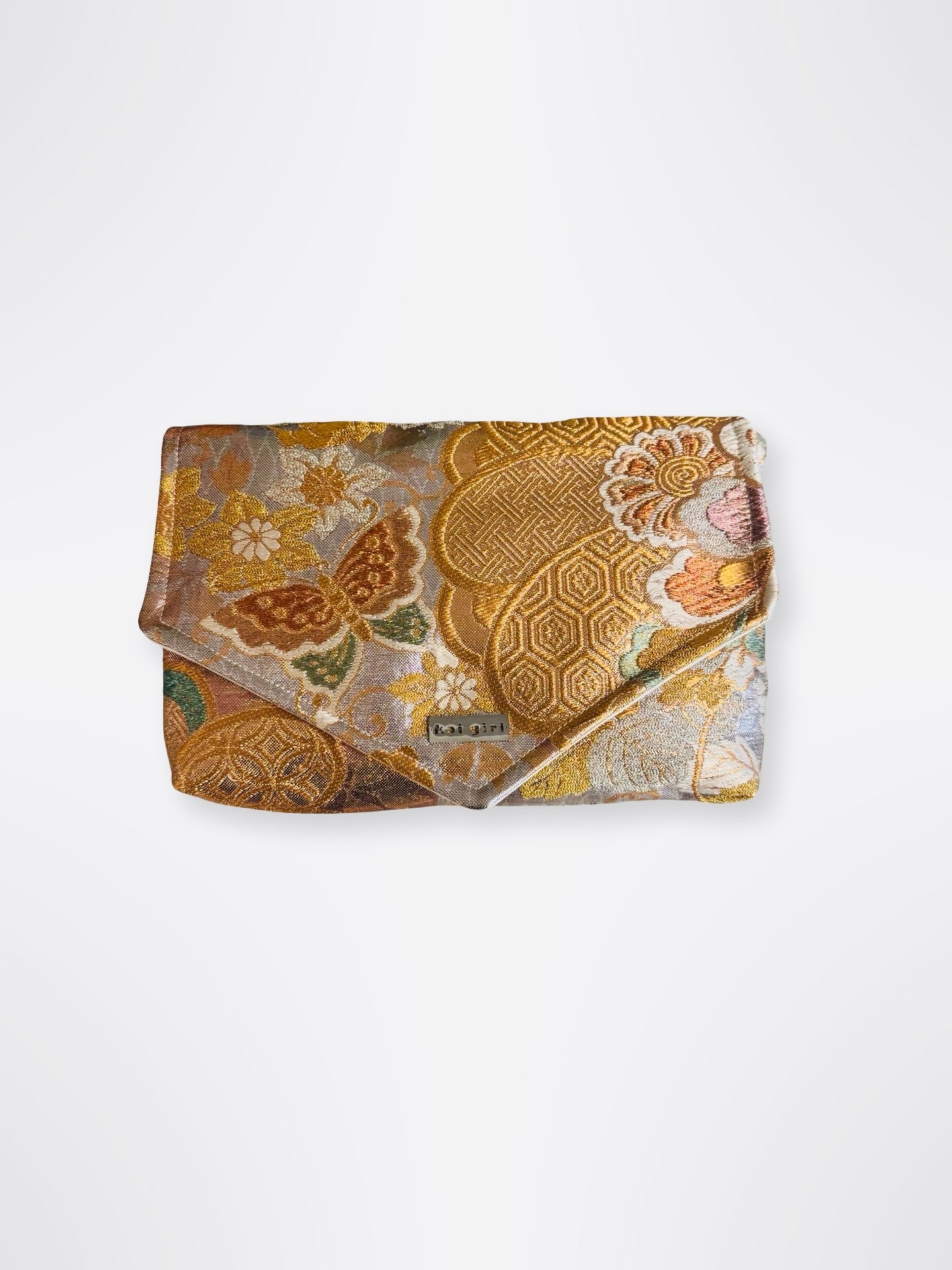 Metallic Pink Floral Clutch