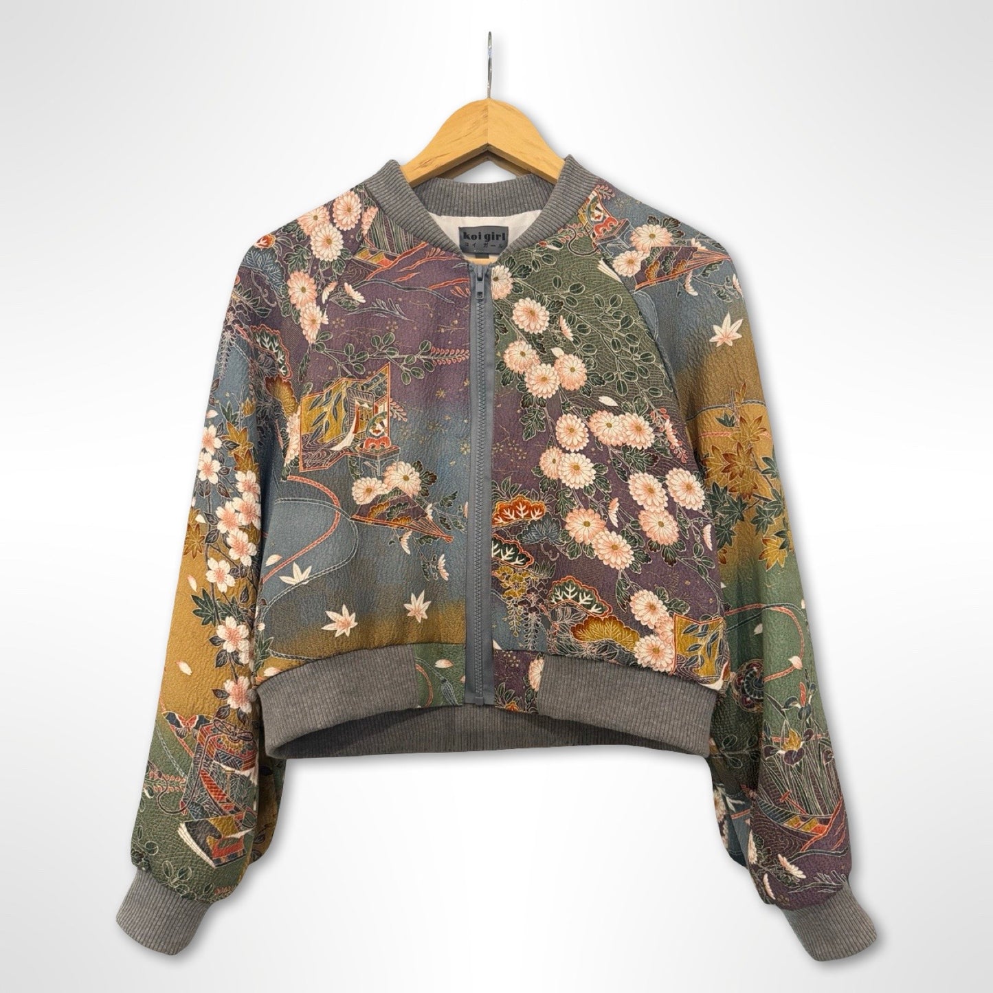 Sakura Blossom Crop Bomber Jacket
