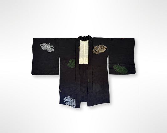 Black and Autumn Floral Haori Jacket