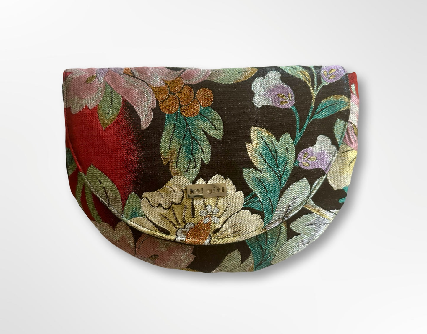 Metallic Floral Round Clutch