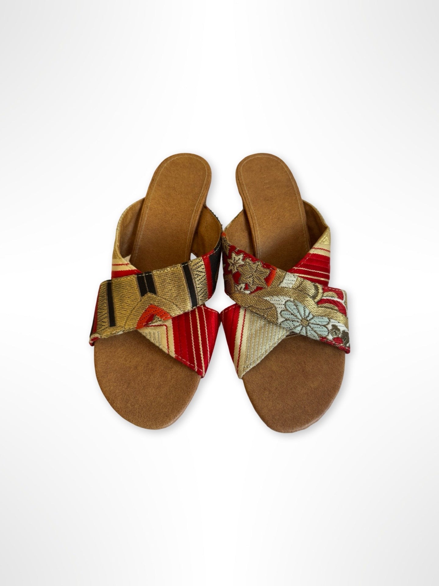 Red and Gold Obi Mules SIZE 41