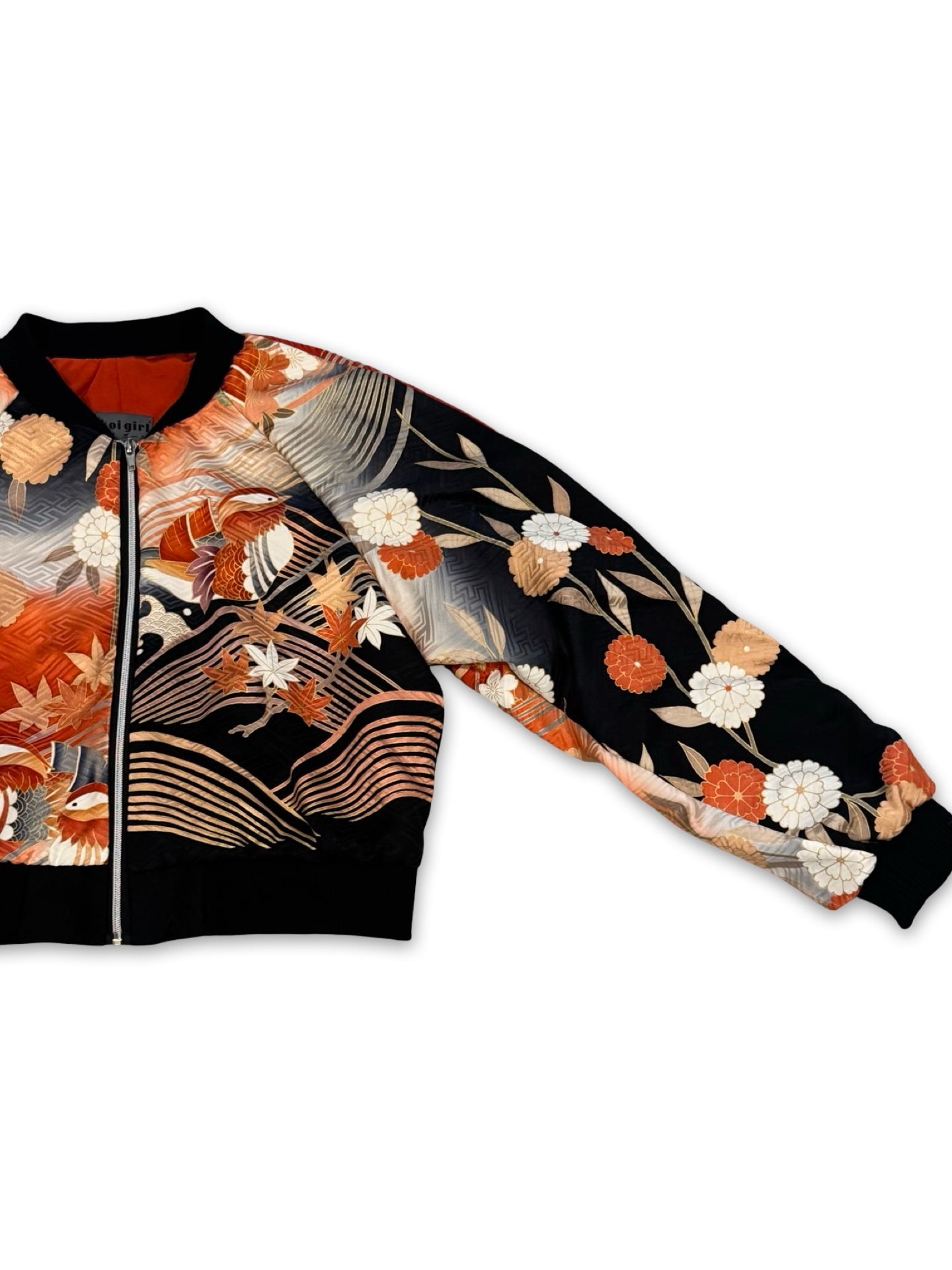 Chrysanthemum Crop Bomber Jacket