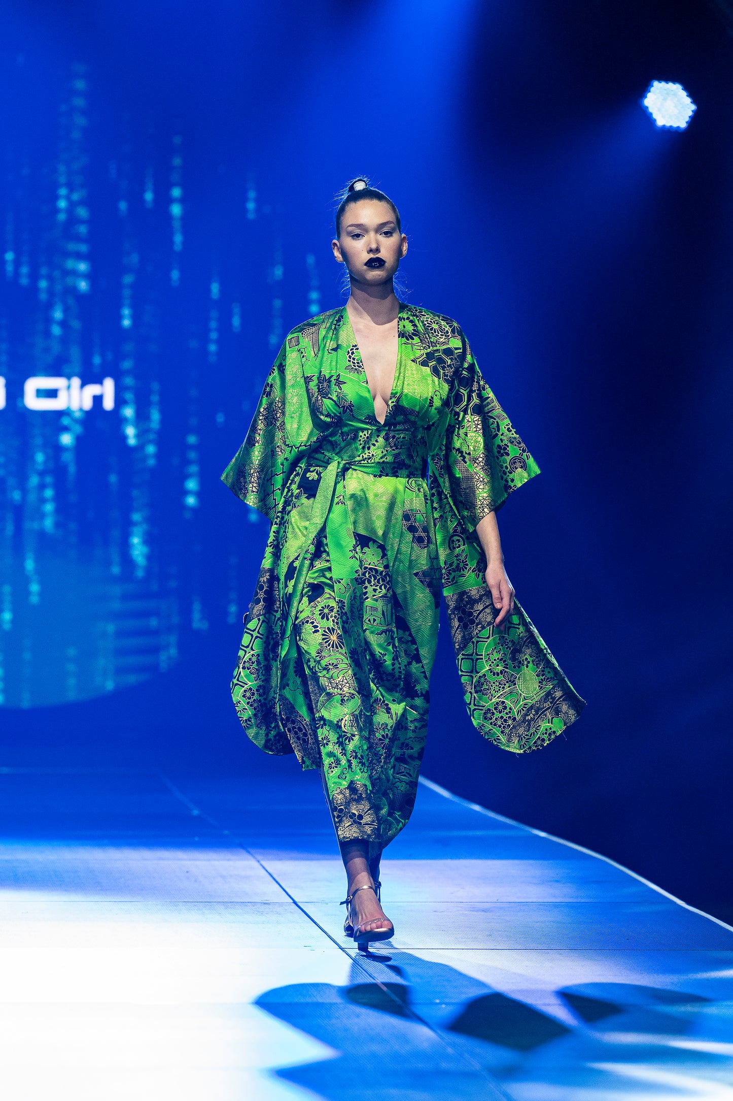 Emerald Green Floral Kimono Dress