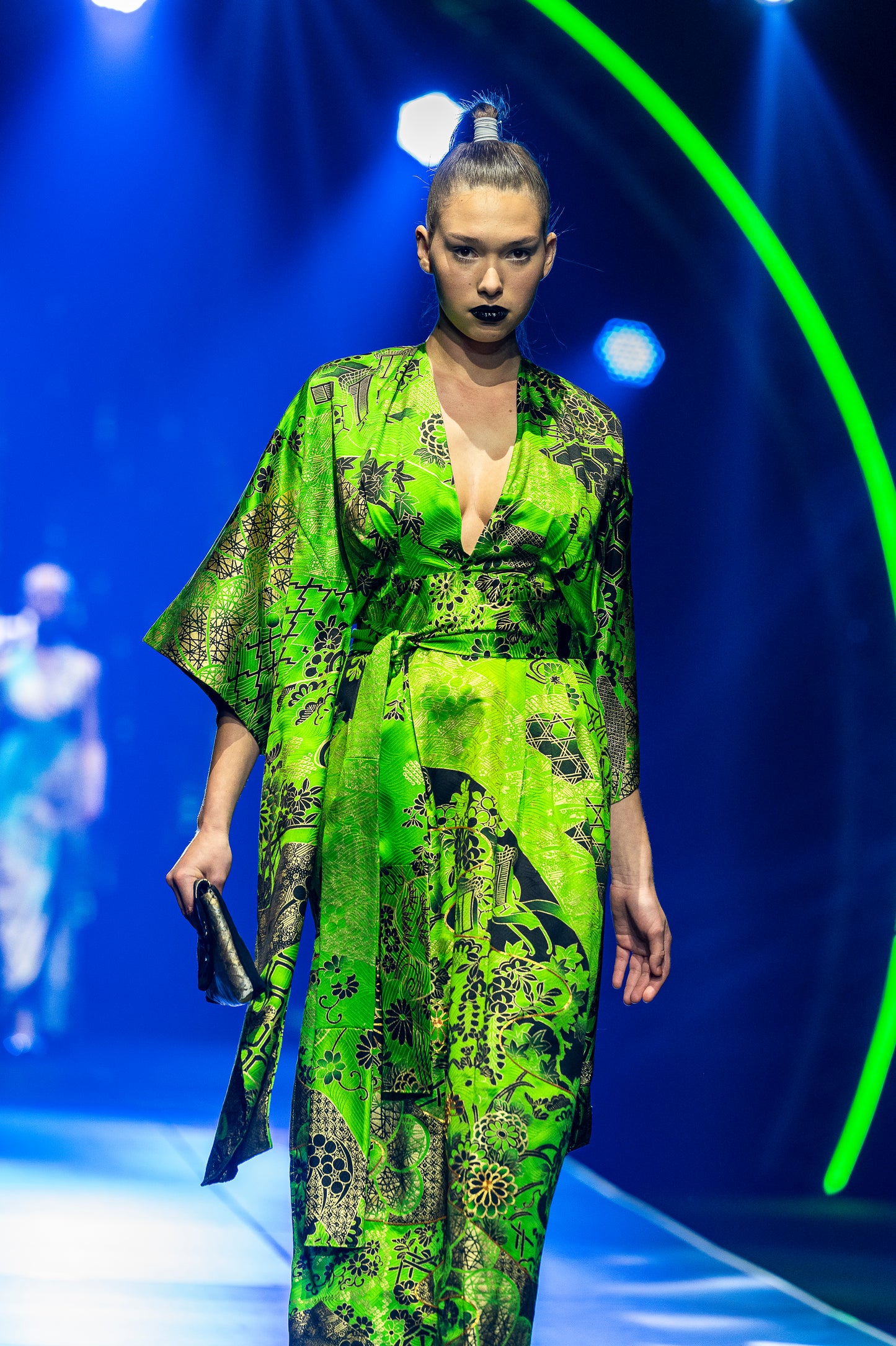 Emerald Green Floral Kimono Dress