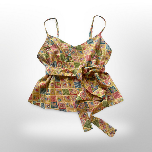 Japanese Floral Tiles Camisole with Sash