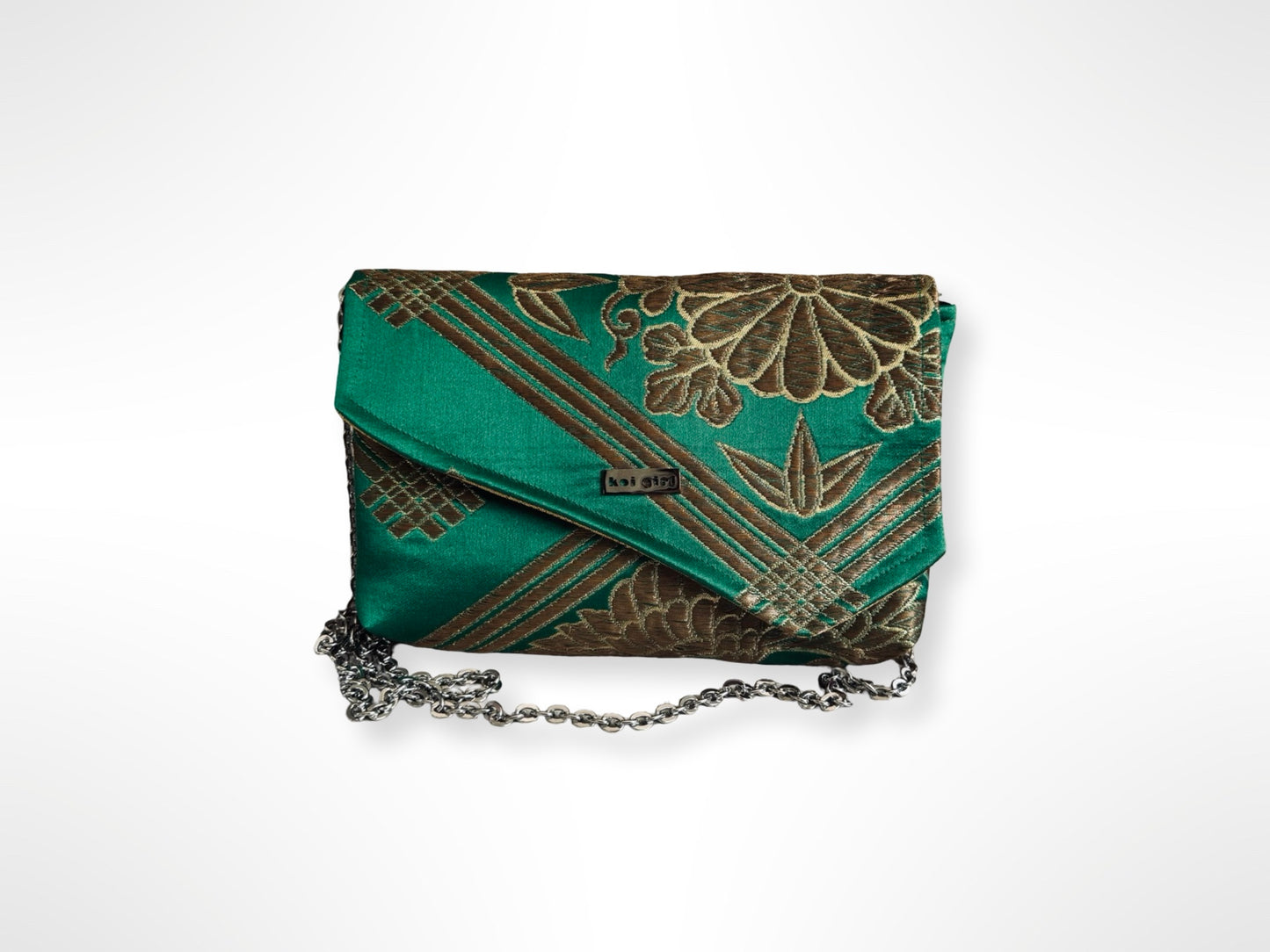 Emerald with Gold Chrysanthemum Clutch