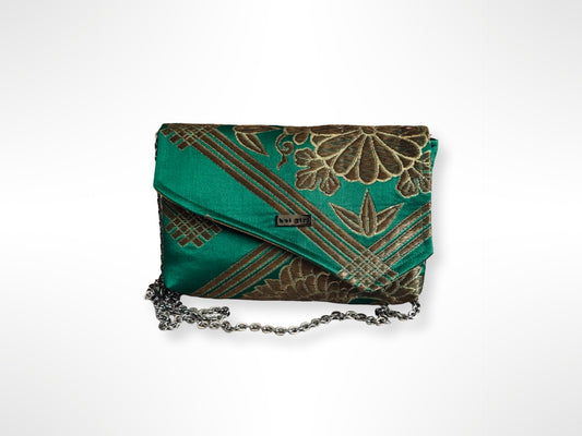 Emerald with Gold Chrysanthemum Clutch