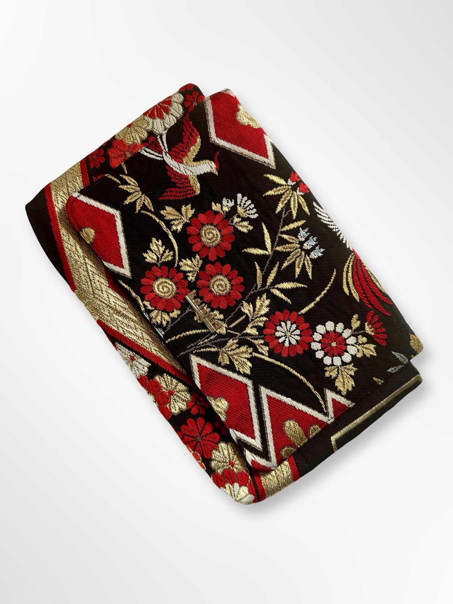 Black, Red and Gold Floral Clutch