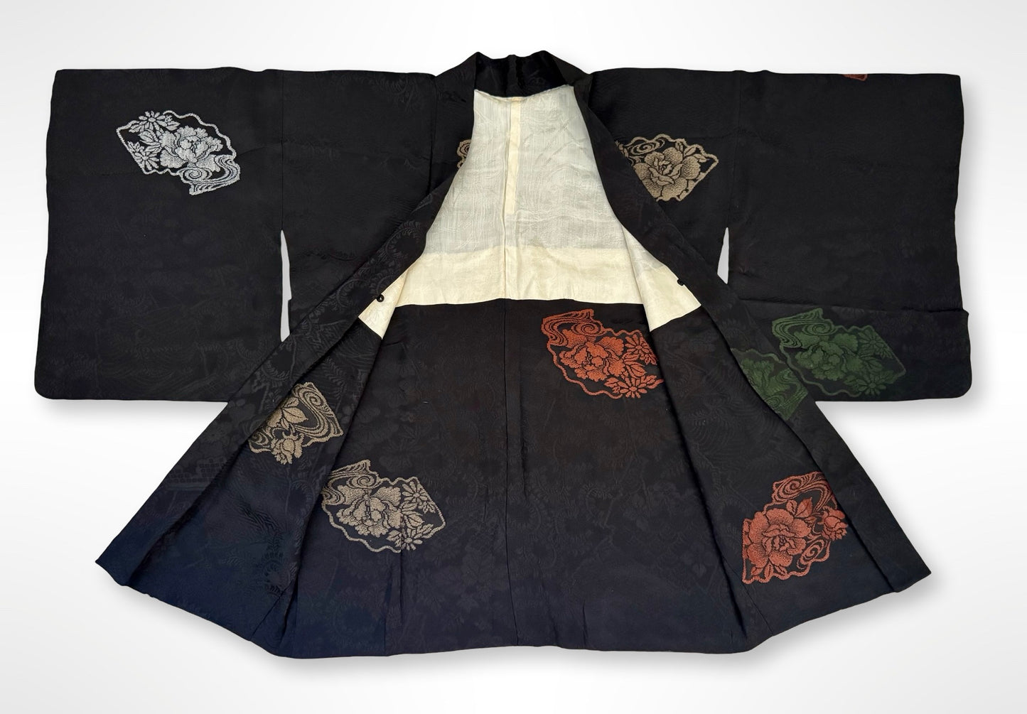 Black and Autumn Floral Haori Jacket