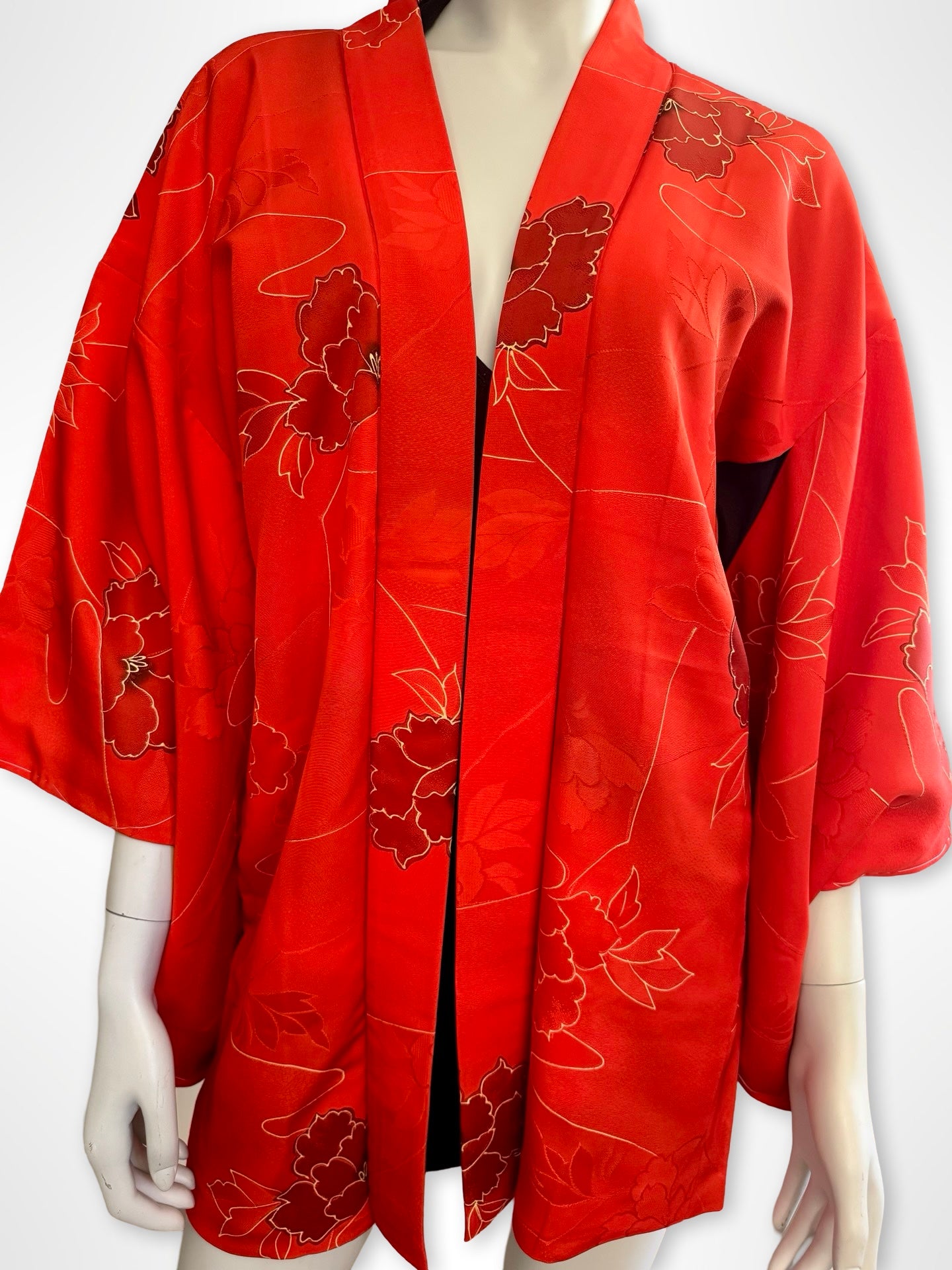 Red Peonies Vintage Haori Jacket