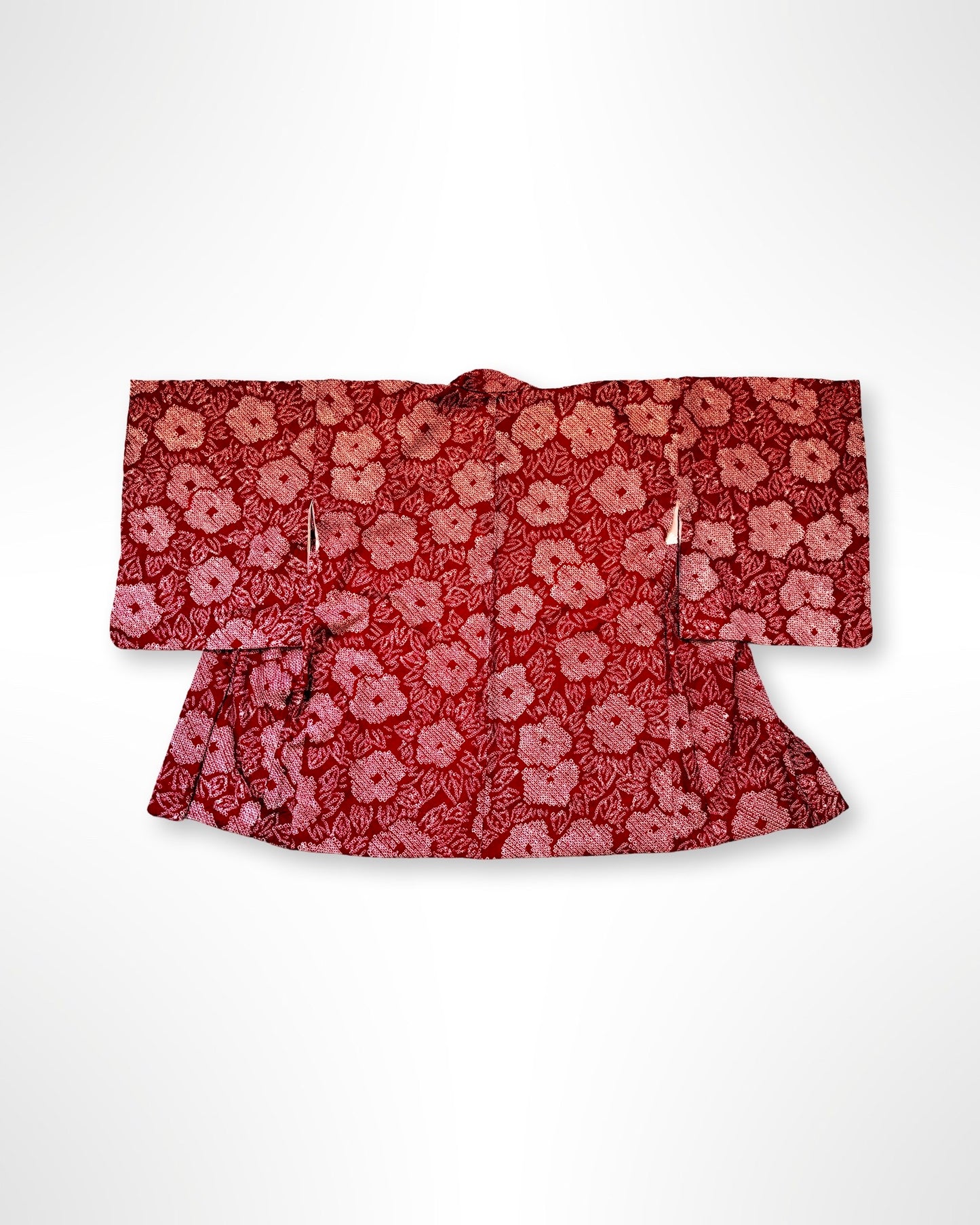 Red Floral Shibori Haori Jacket