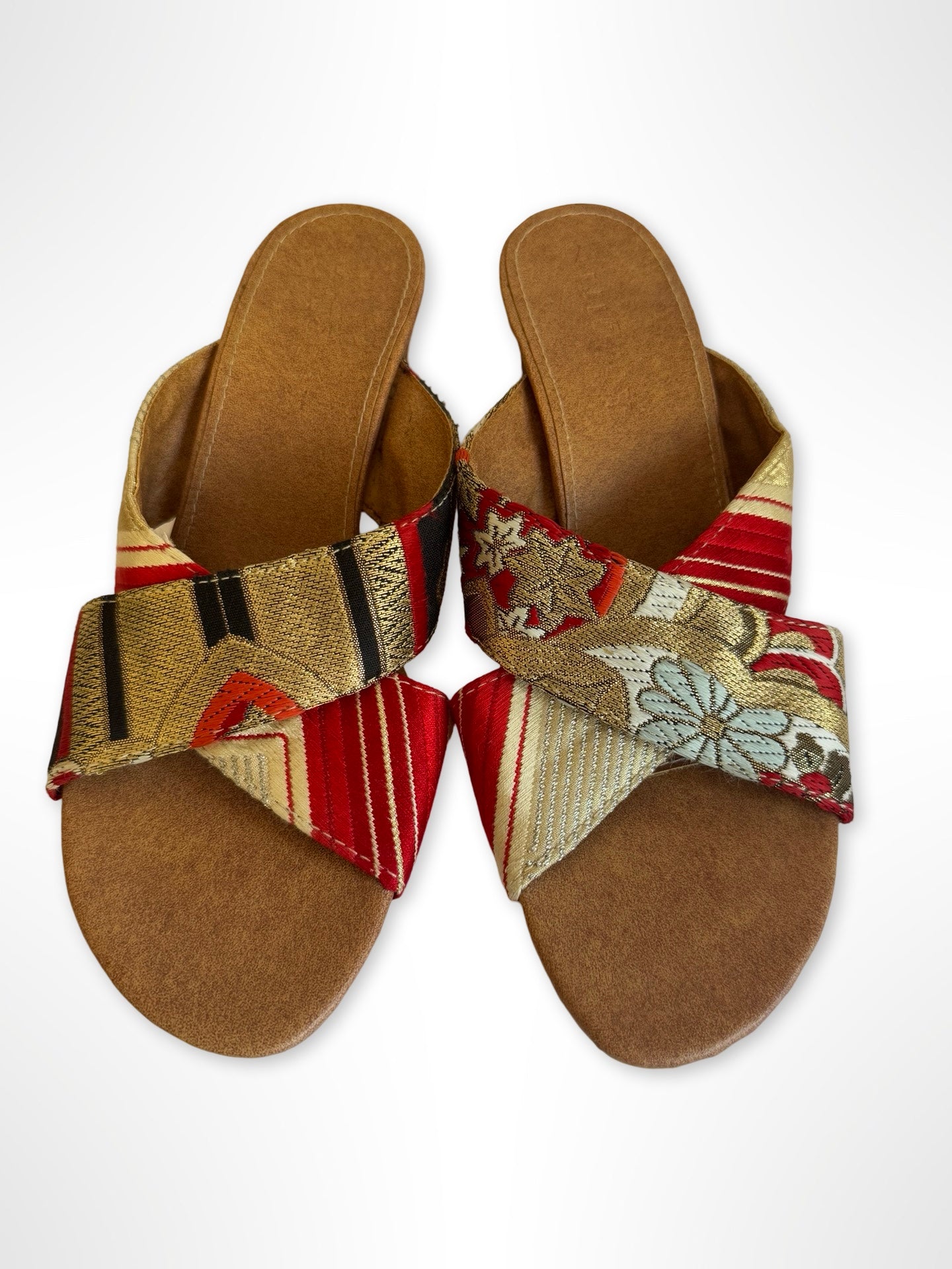 Red and Gold Obi Mules SIZE 41