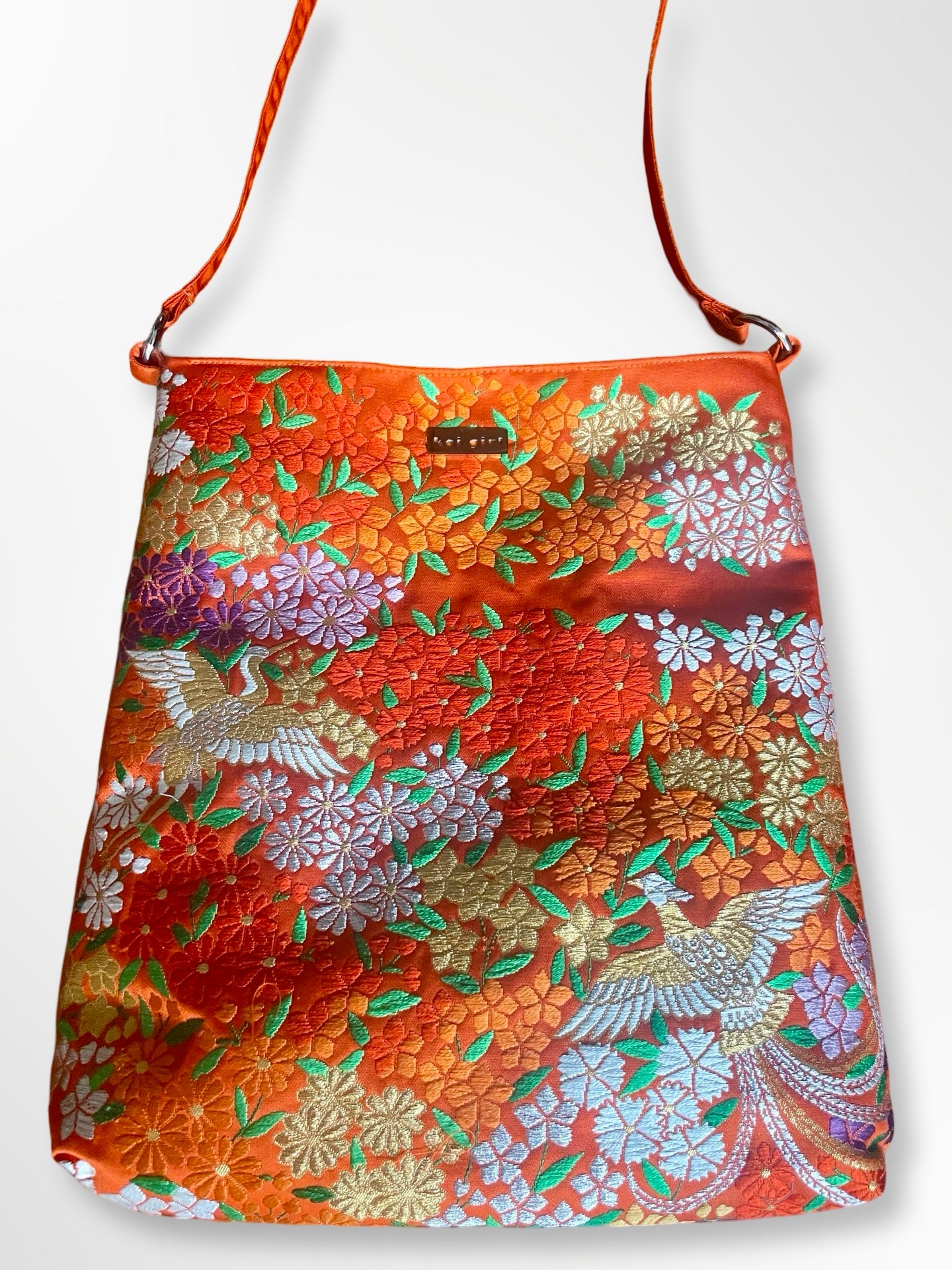 Orange Floral and Phoenix Shoulder Bag