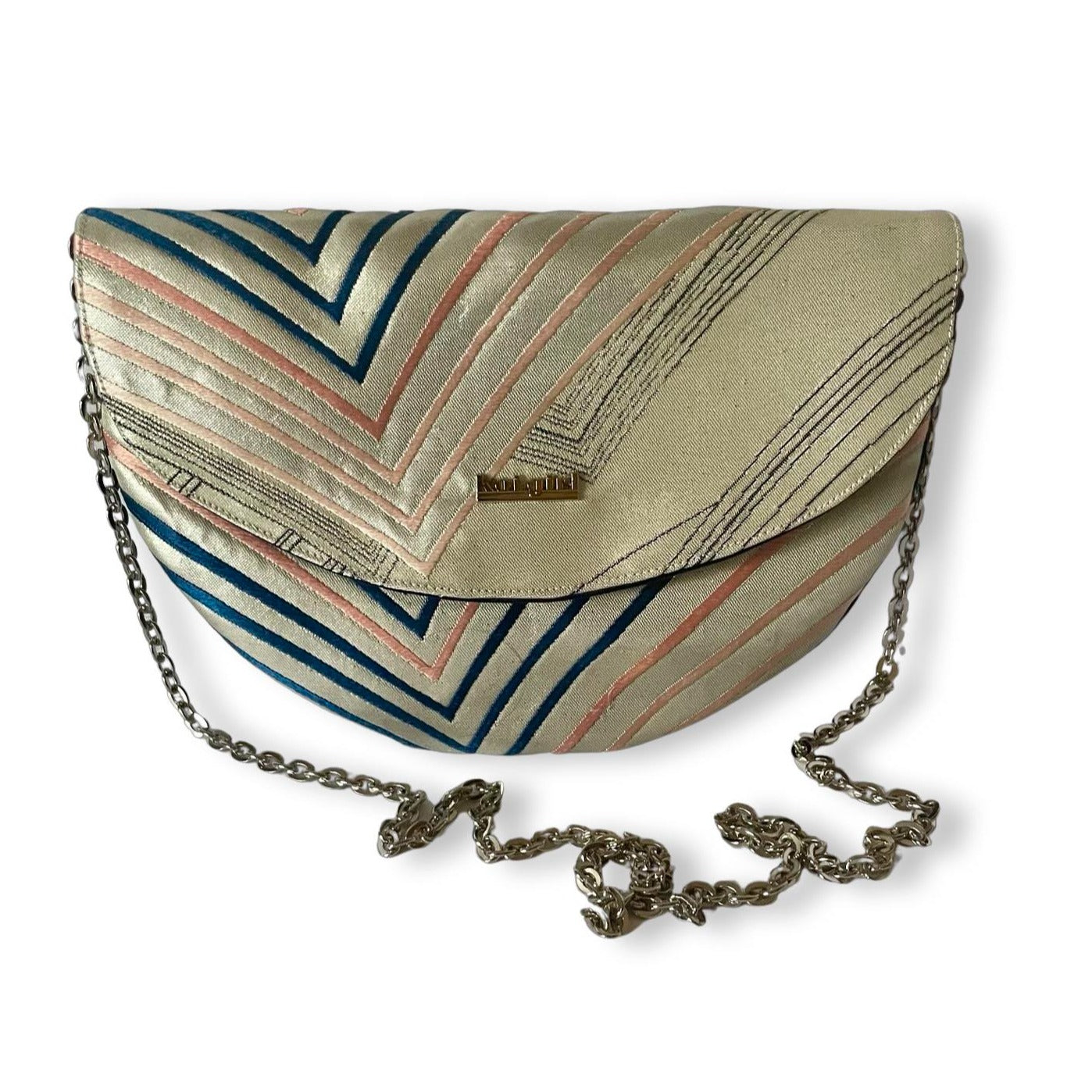 Silver, Blue and Pink Waves Clutch