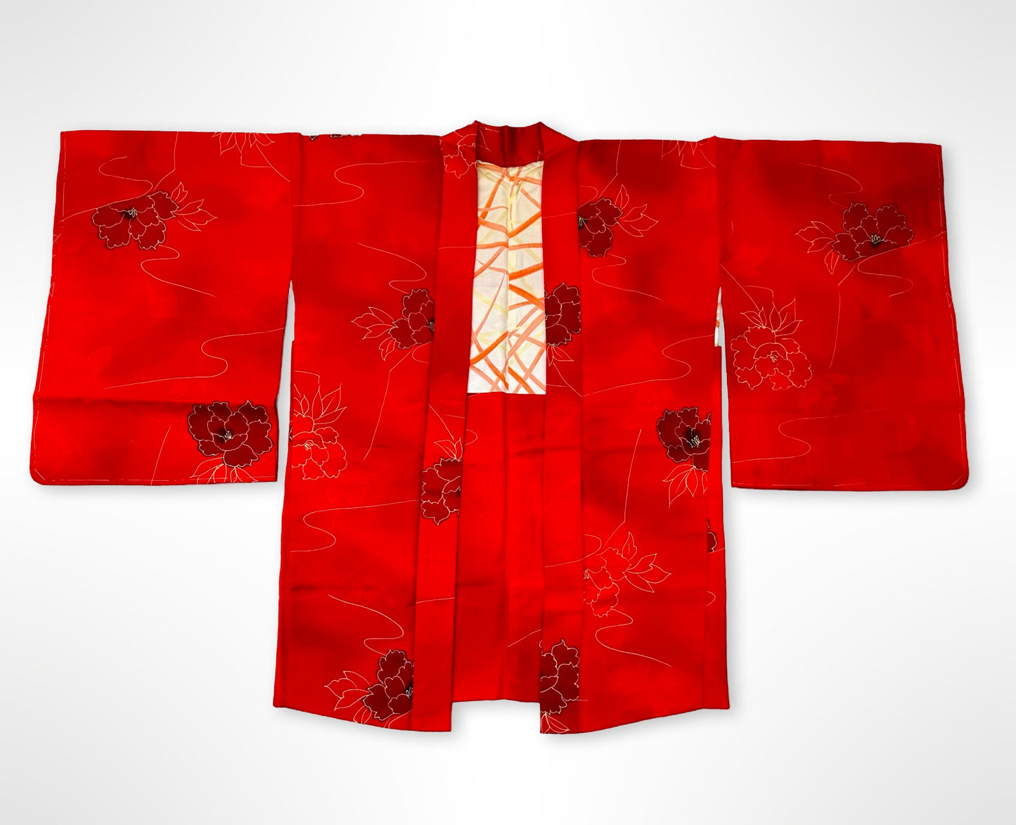 Red Peonies Vintage Haori Jacket