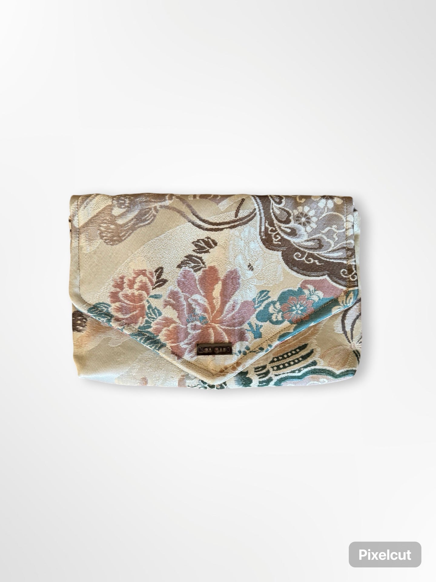 Fawn and Teal Japanese Scene Clutch