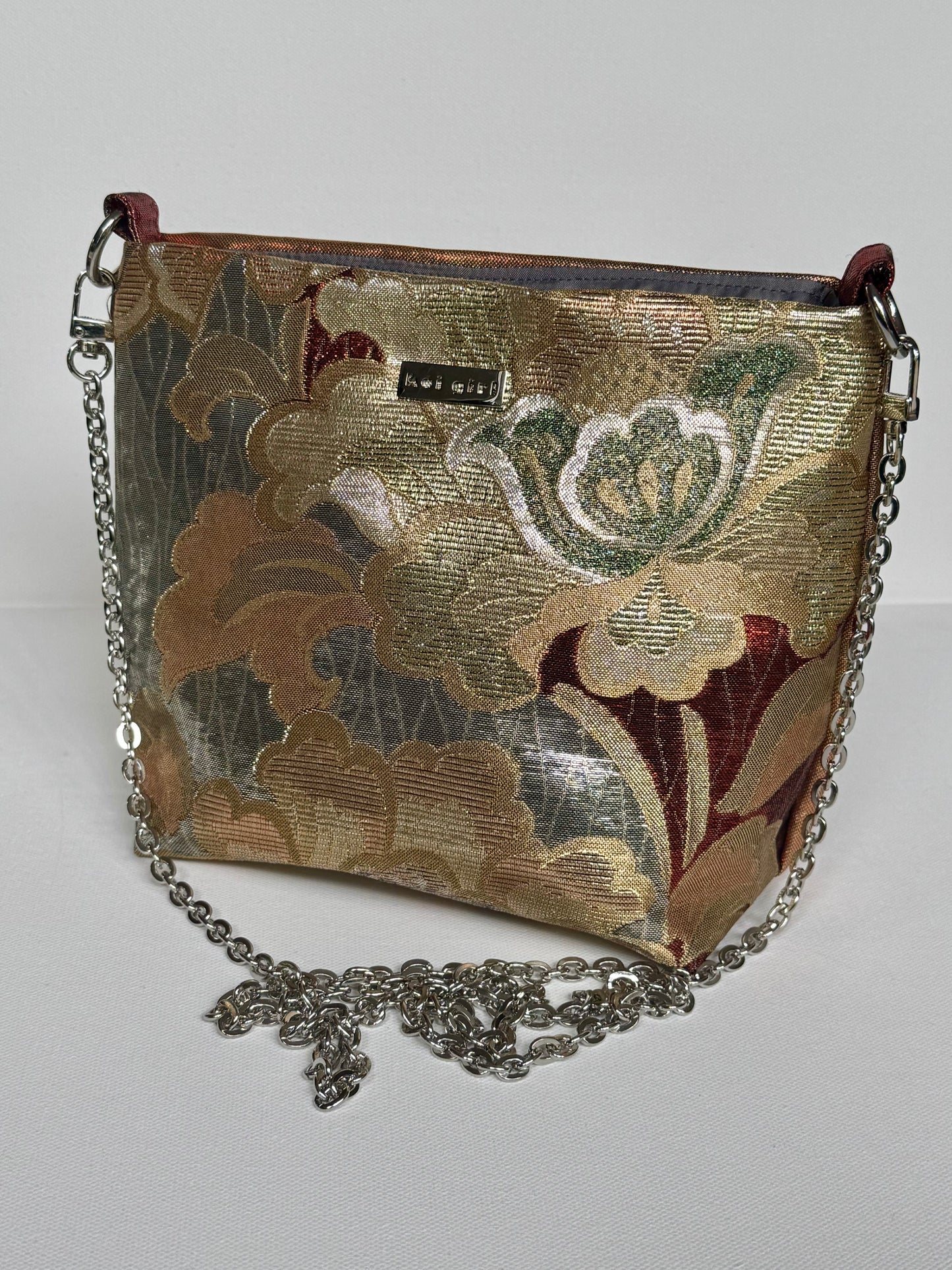 Gold and Red Peony Crossbody Pouch