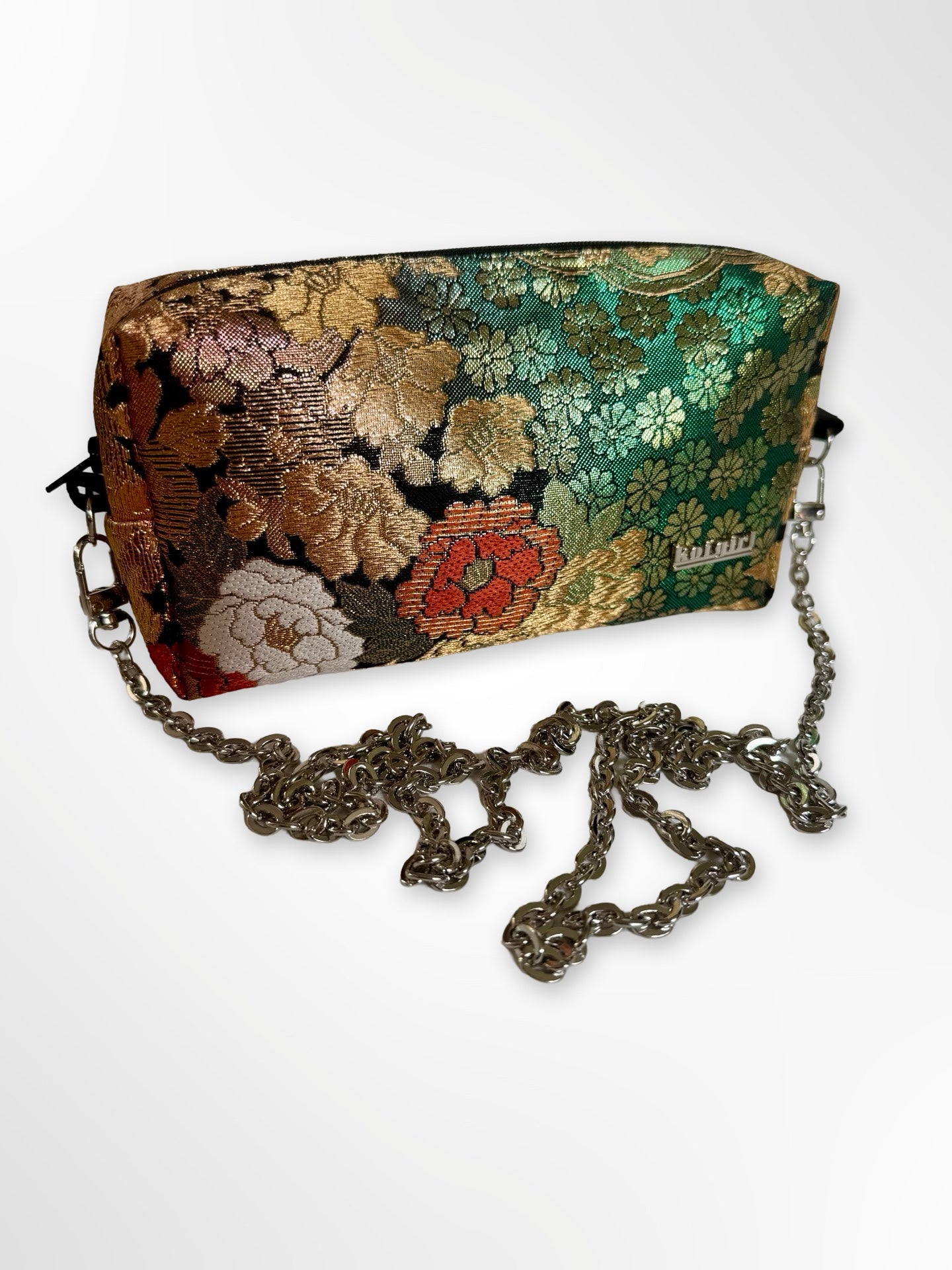 Metallic Floral Box Crossbody Purse