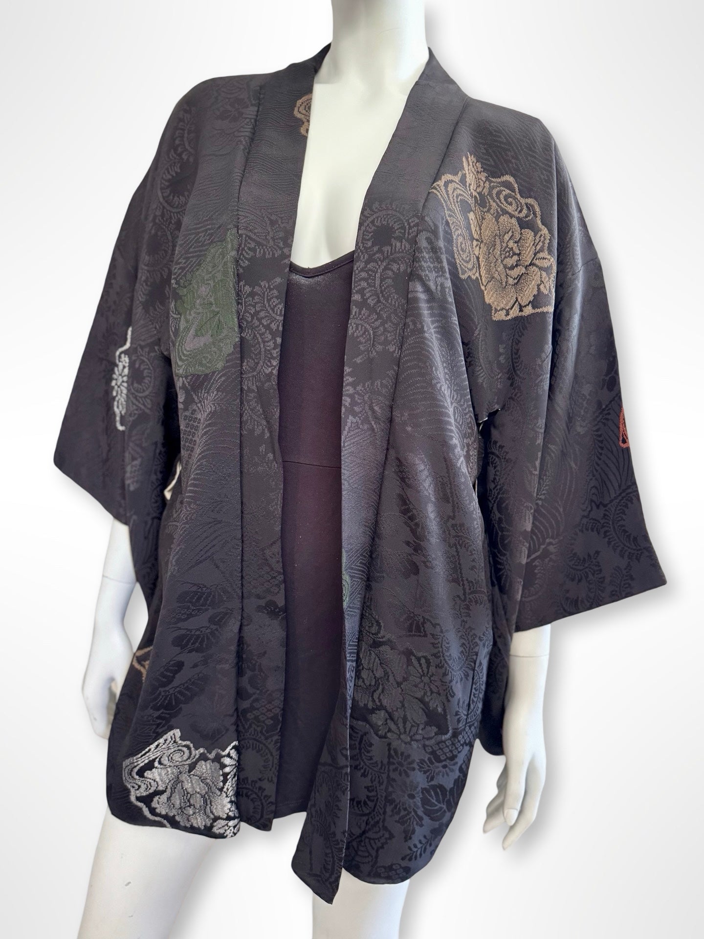 Black and Autumn Floral Haori Jacket