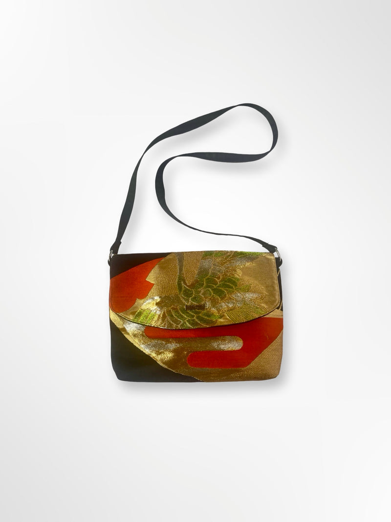 Flying Crane with Fan Crossbody Bag