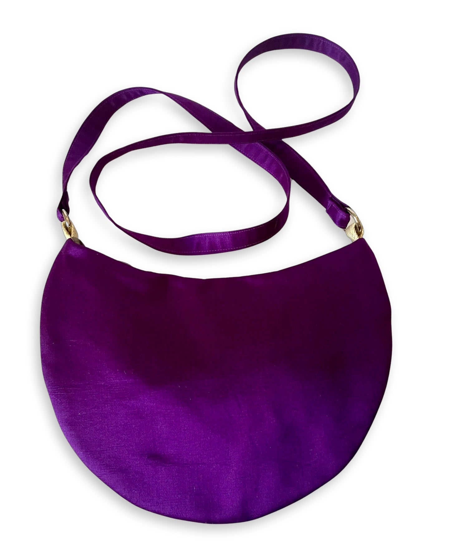 Purple with White Peony Crescent Bag