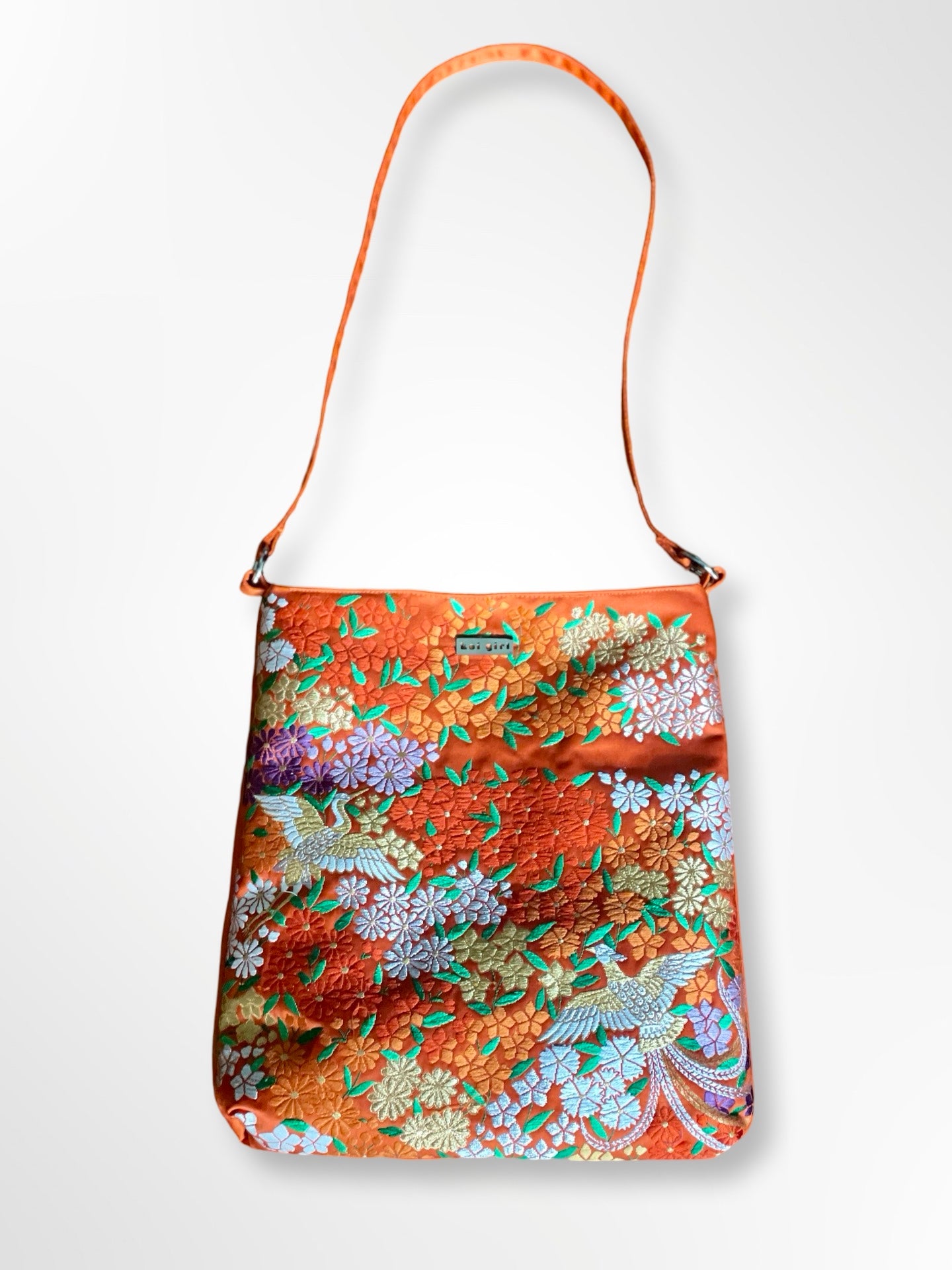 Orange Floral and Phoenix Shoulder Bag