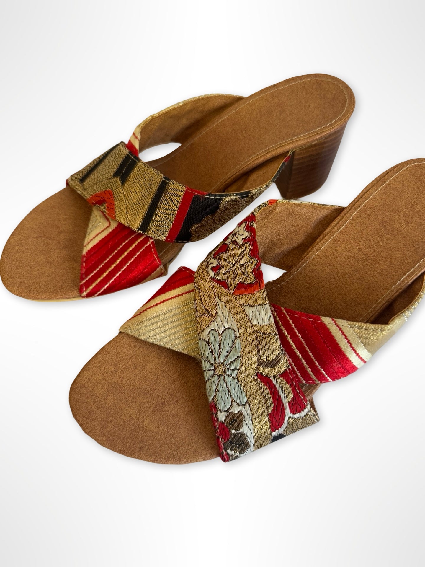 Red and Gold Obi Mules SIZE 41