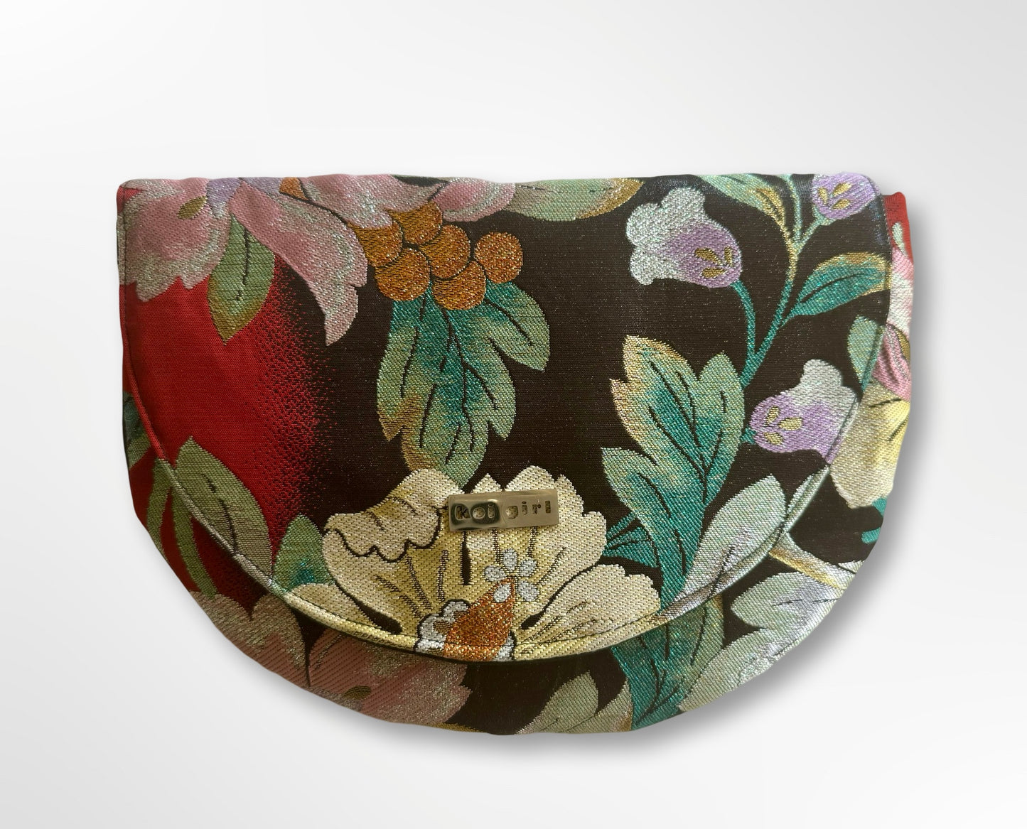 Metallic Floral Round Clutch