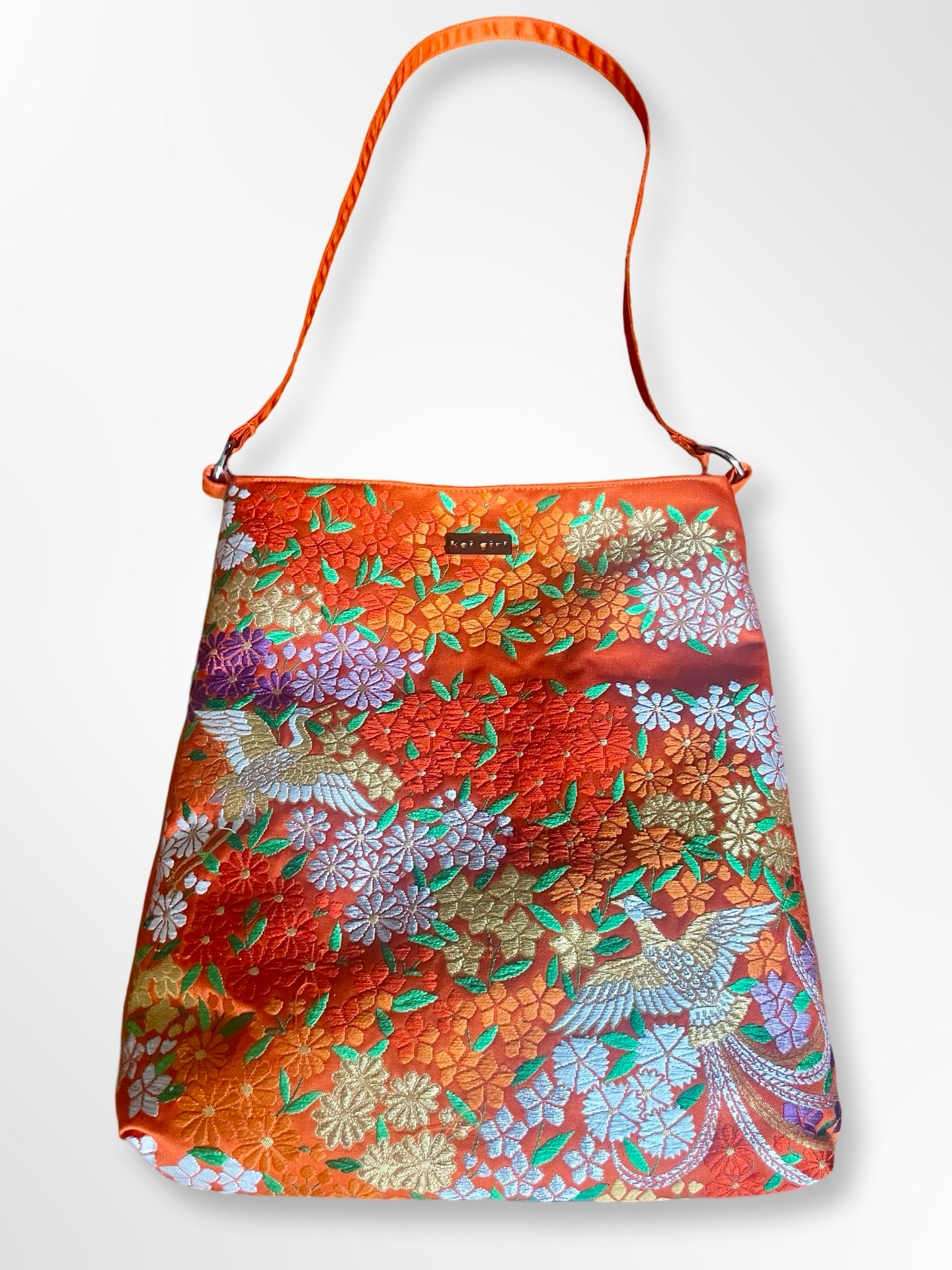 Orange Floral and Phoenix Shoulder Bag