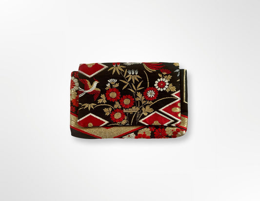 Black, Red and Gold Floral Clutch