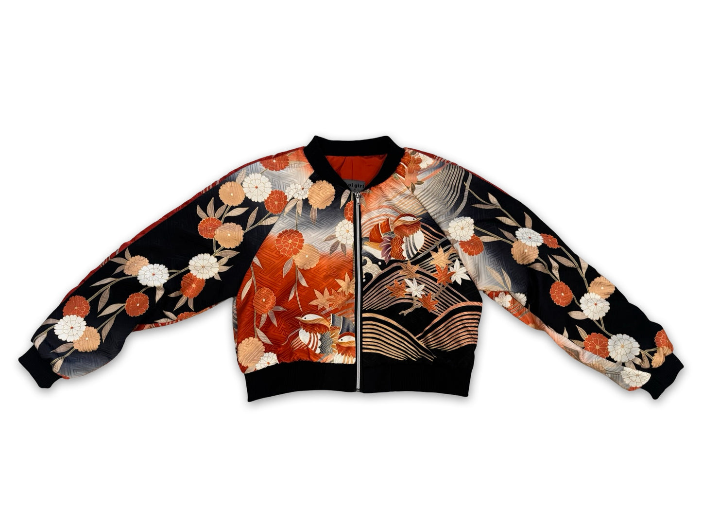 Chrysanthemum Crop Bomber Jacket