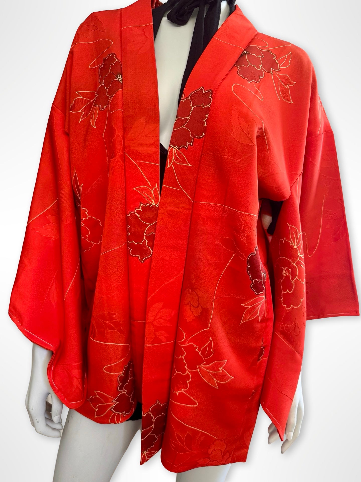 Red Peonies Vintage Haori Jacket