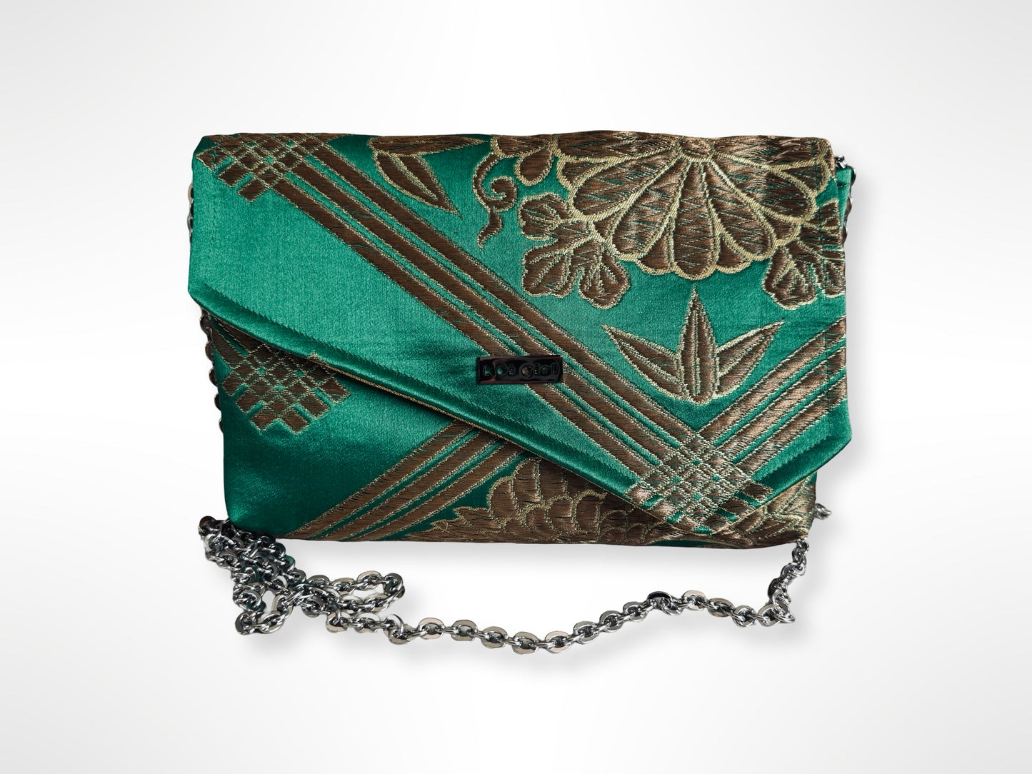 Emerald with Gold Chrysanthemum Clutch