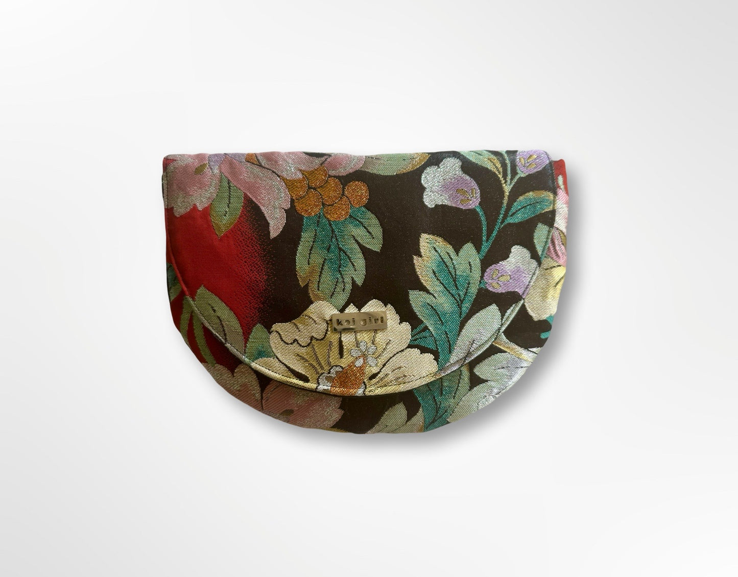 Metallic Floral Round Clutch