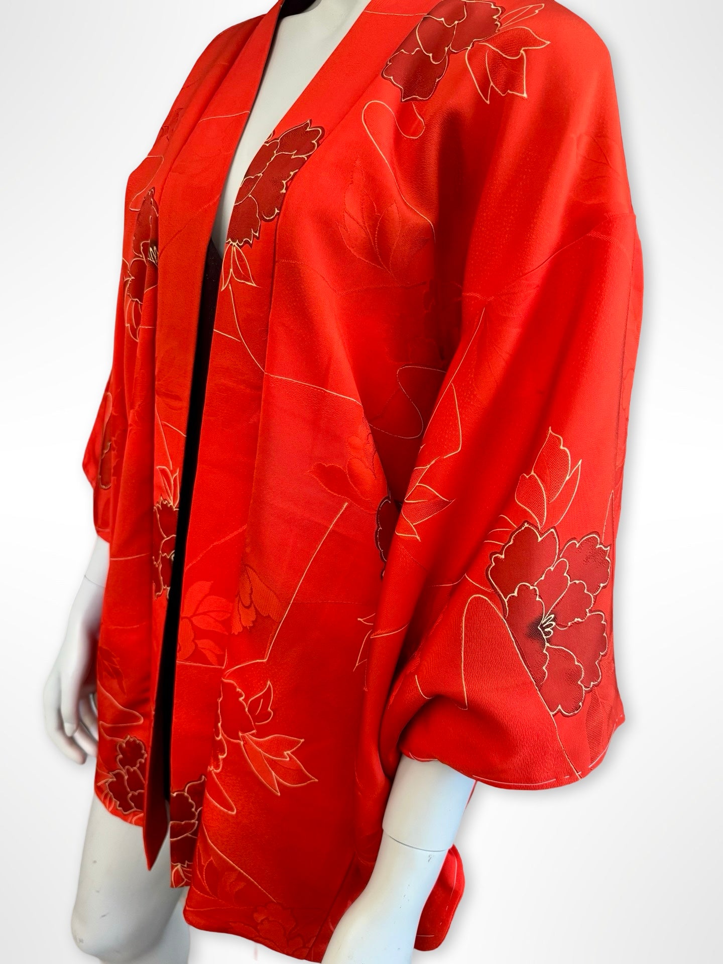 Red Peonies Vintage Haori Jacket