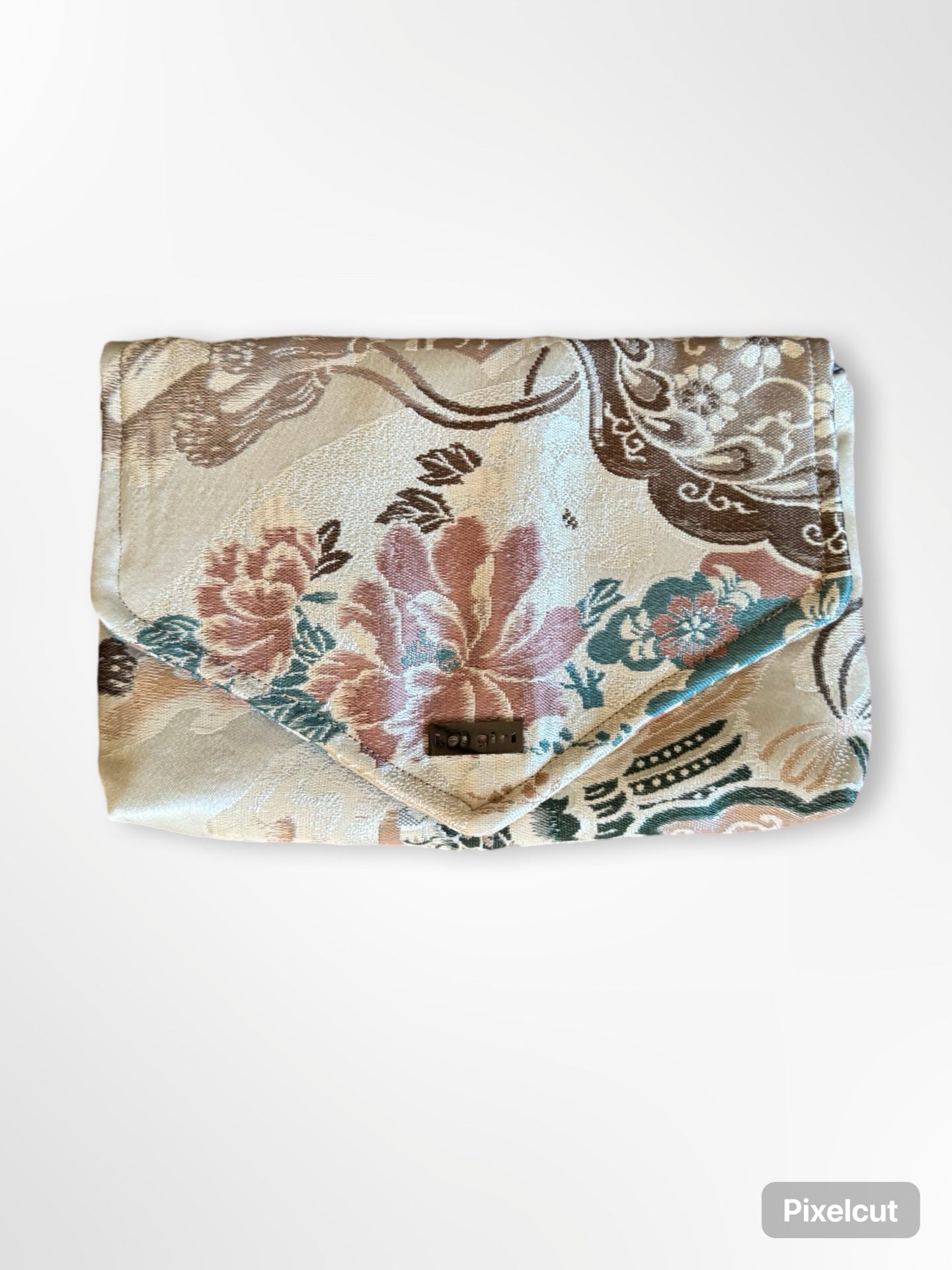 Fawn and Teal Japanese Scene Clutch