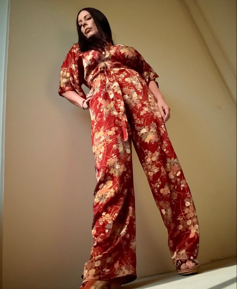 Burnt Red Chrysanthemum Jumpsuit