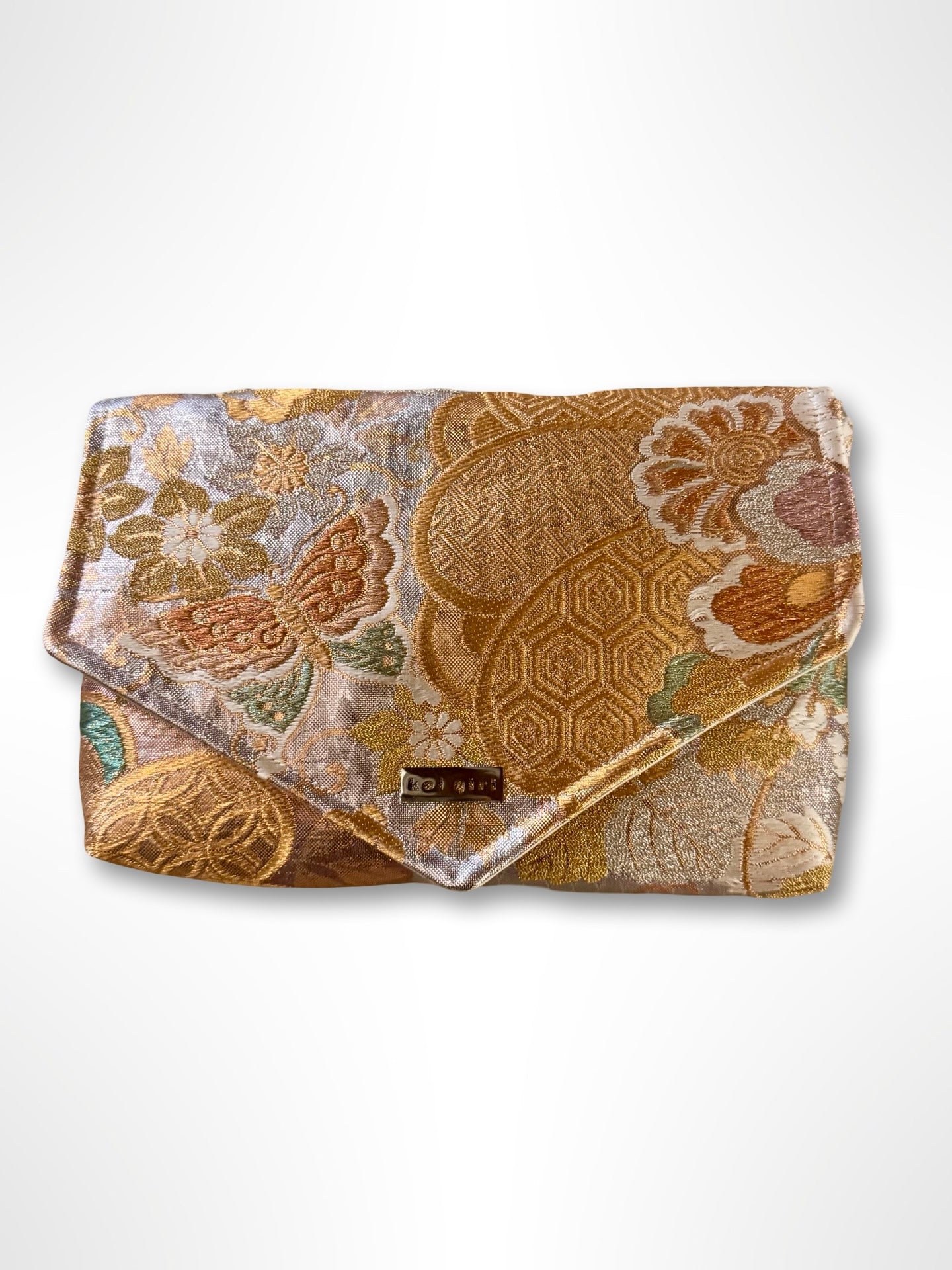 Metallic Pink Floral Clutch