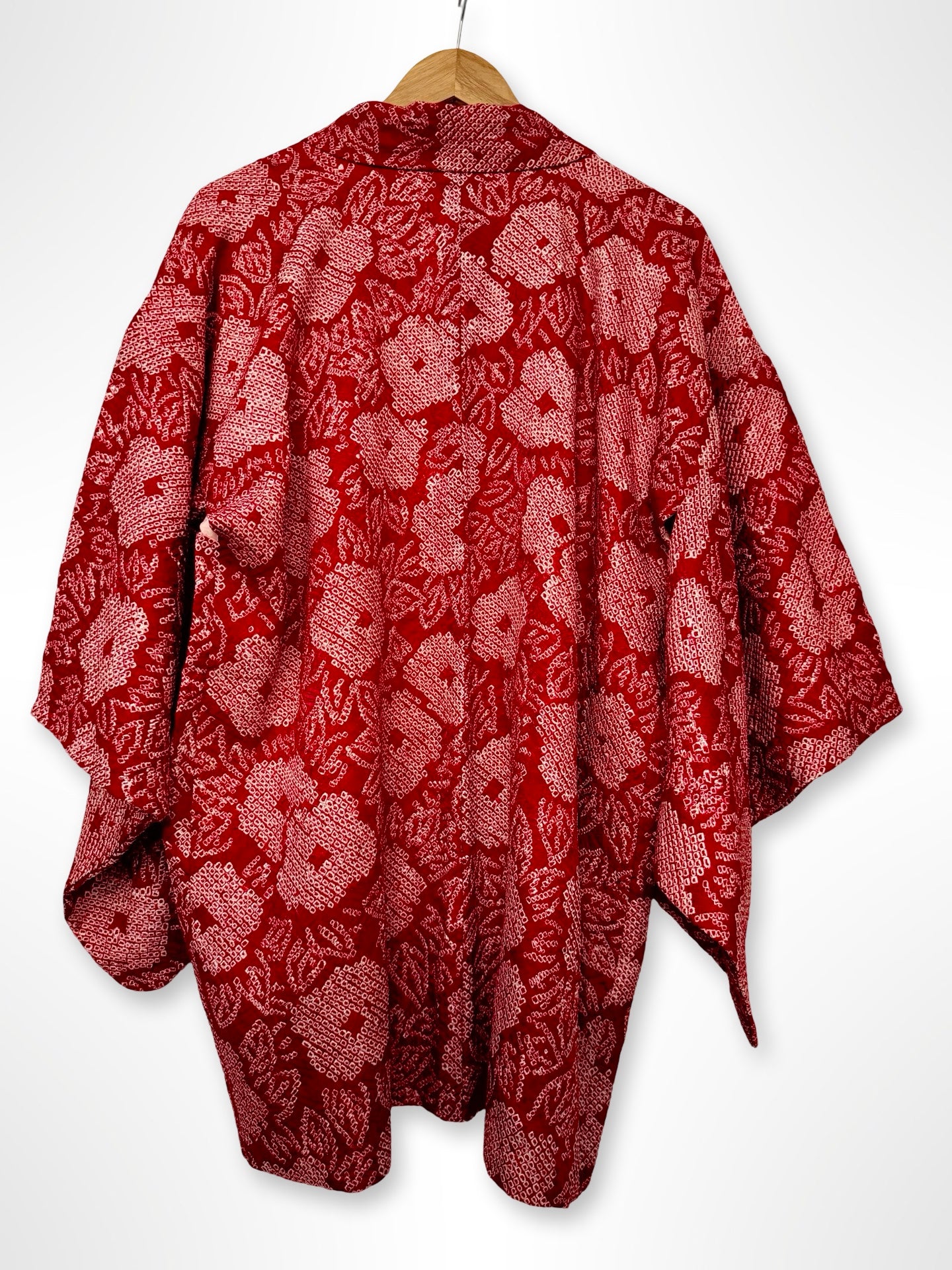 Red Floral Shibori Haori Jacket