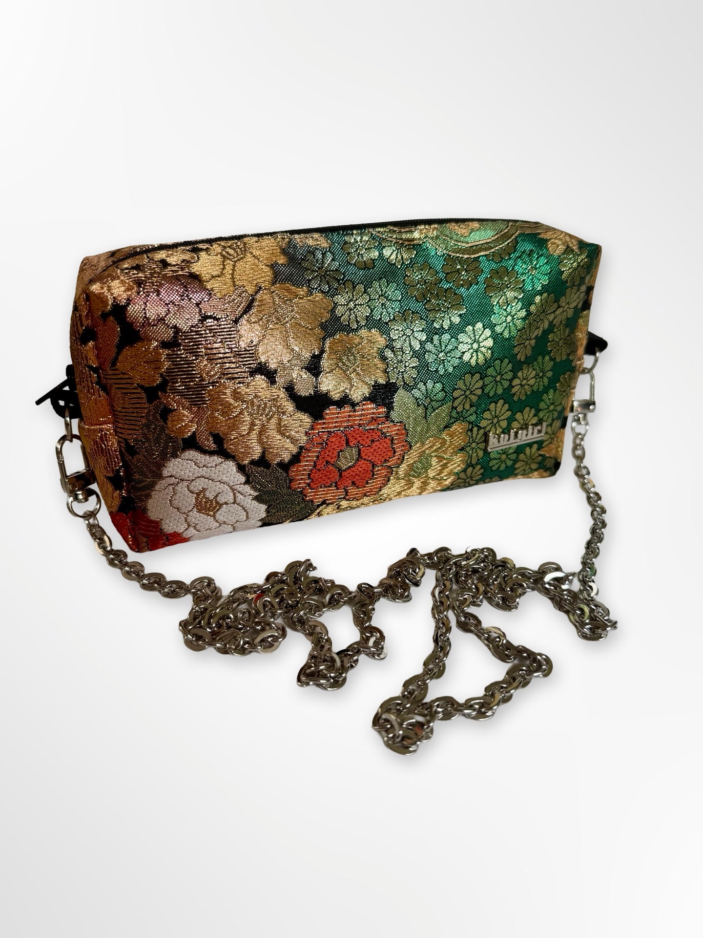 Metallic Floral Box Crossbody Purse