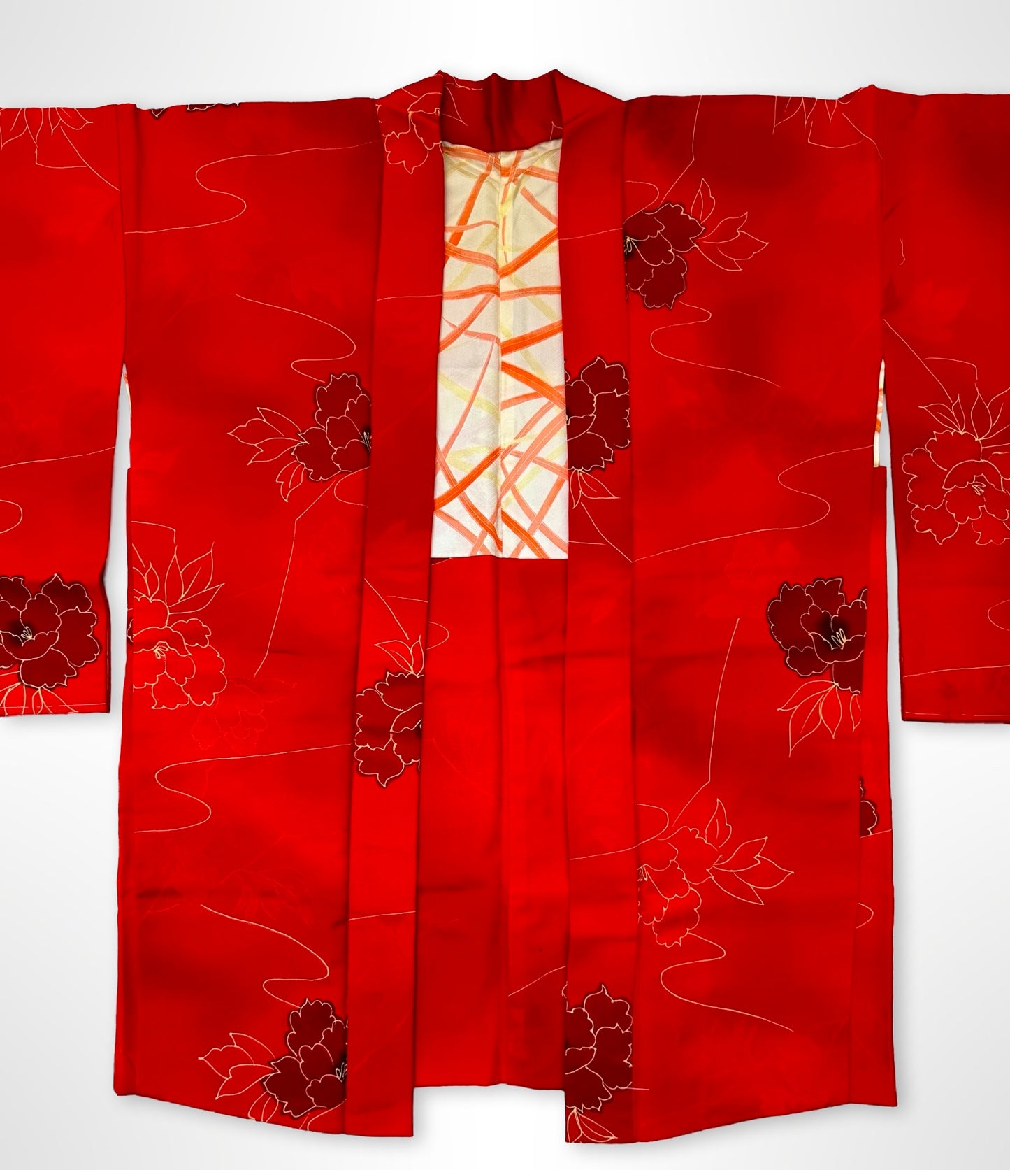 Red Peonies Vintage Haori Jacket