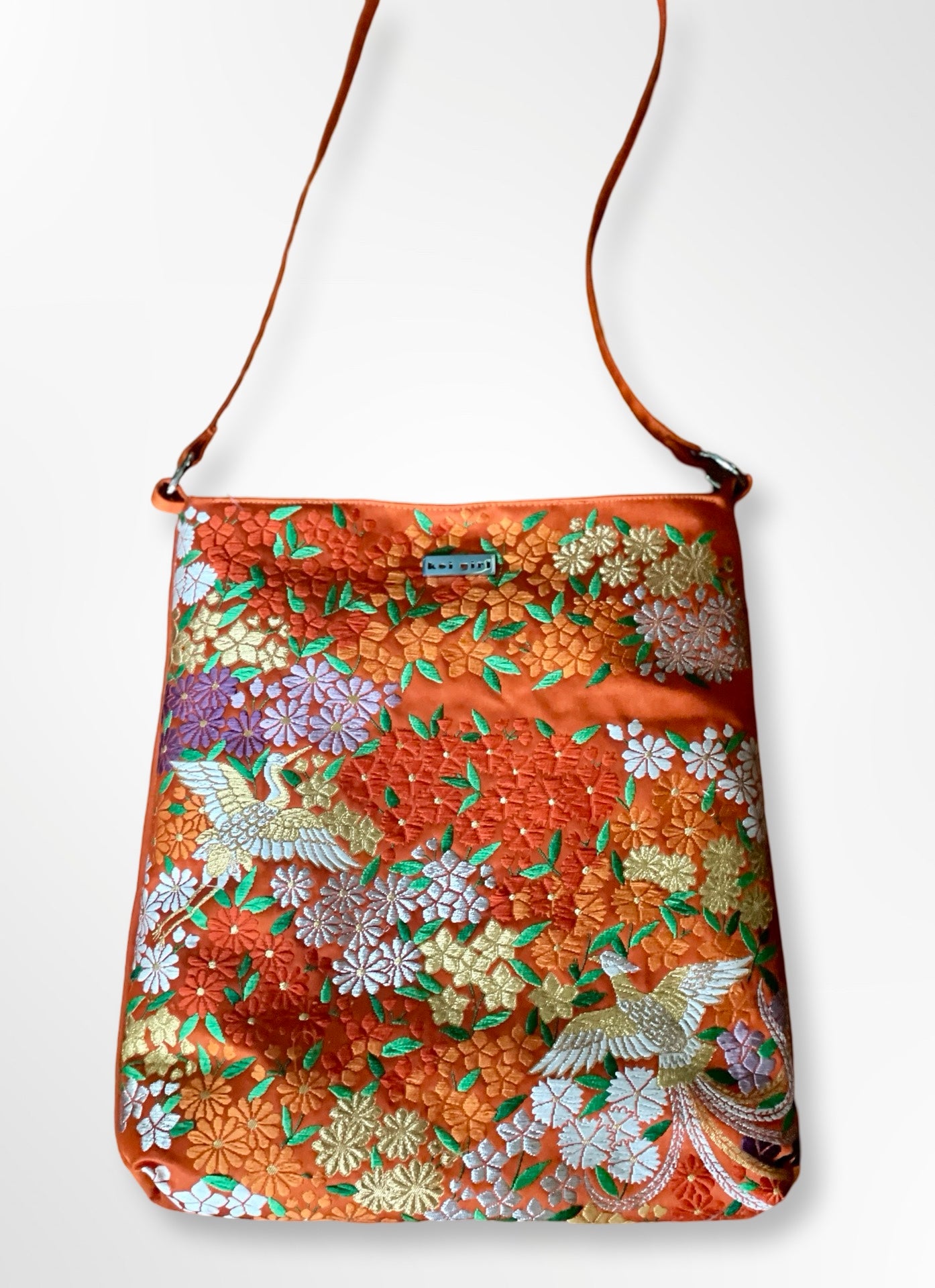 Orange Floral and Phoenix Shoulder Bag