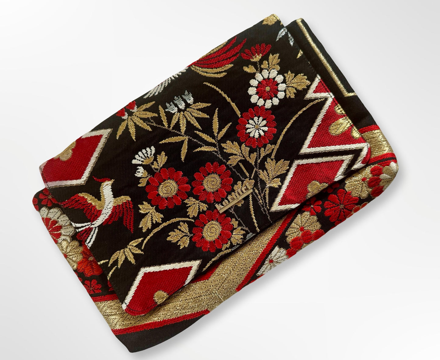 Black, Red and Gold Floral Clutch