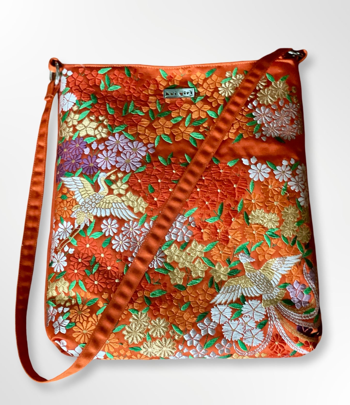 Orange Floral and Phoenix Shoulder Bag