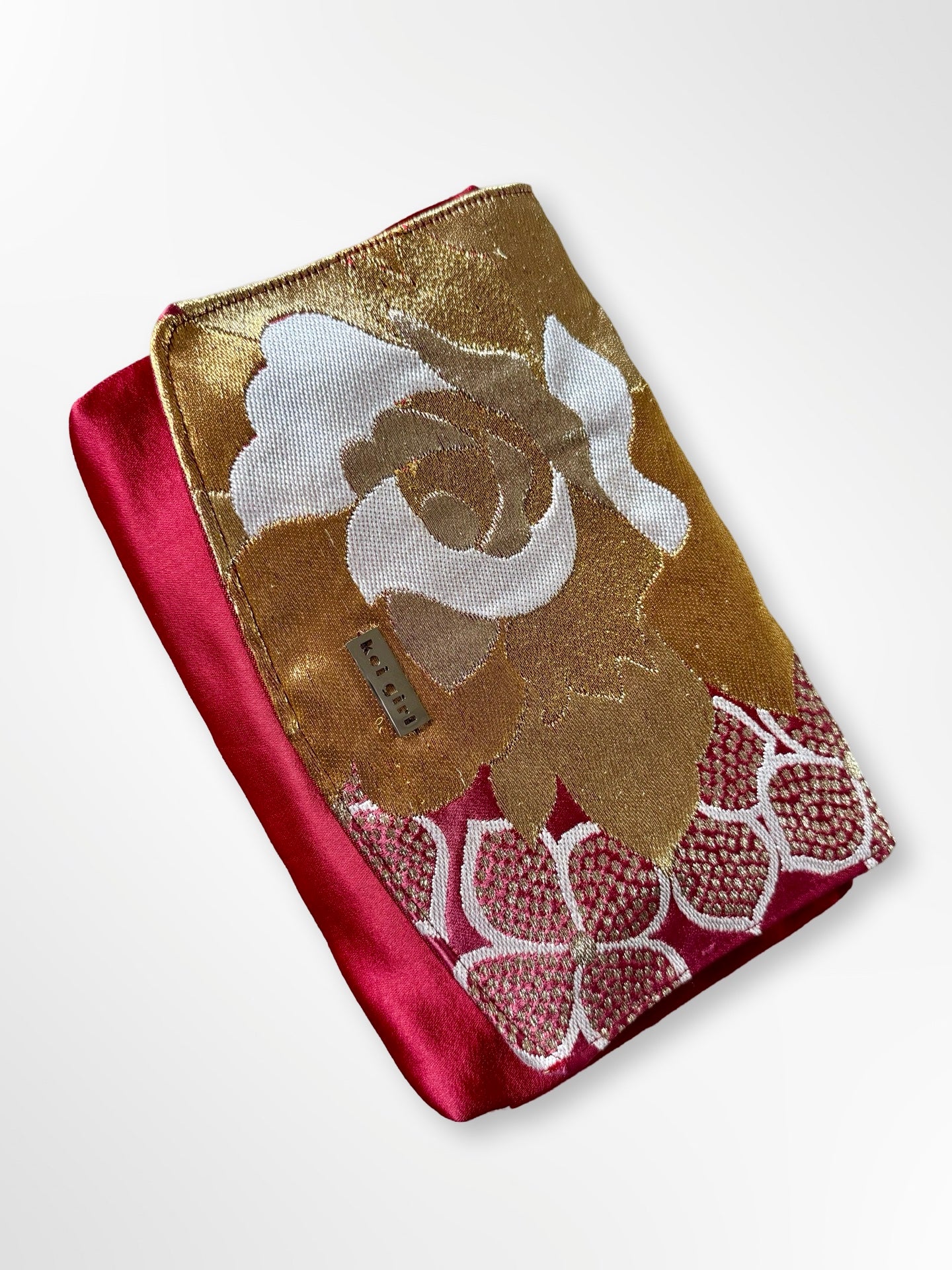 Gold and Burgundy Peony Clutch